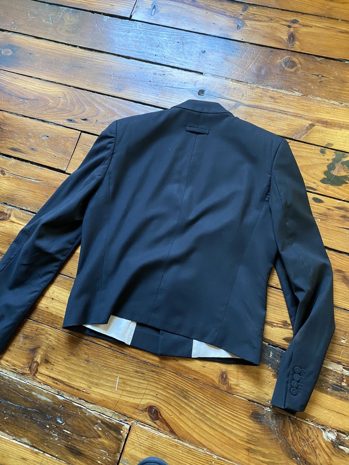 Jean Paul Gaultier 90s Jean Paul Gaultier Cropped Black Blazer Size 50S - 6 Thumbnail