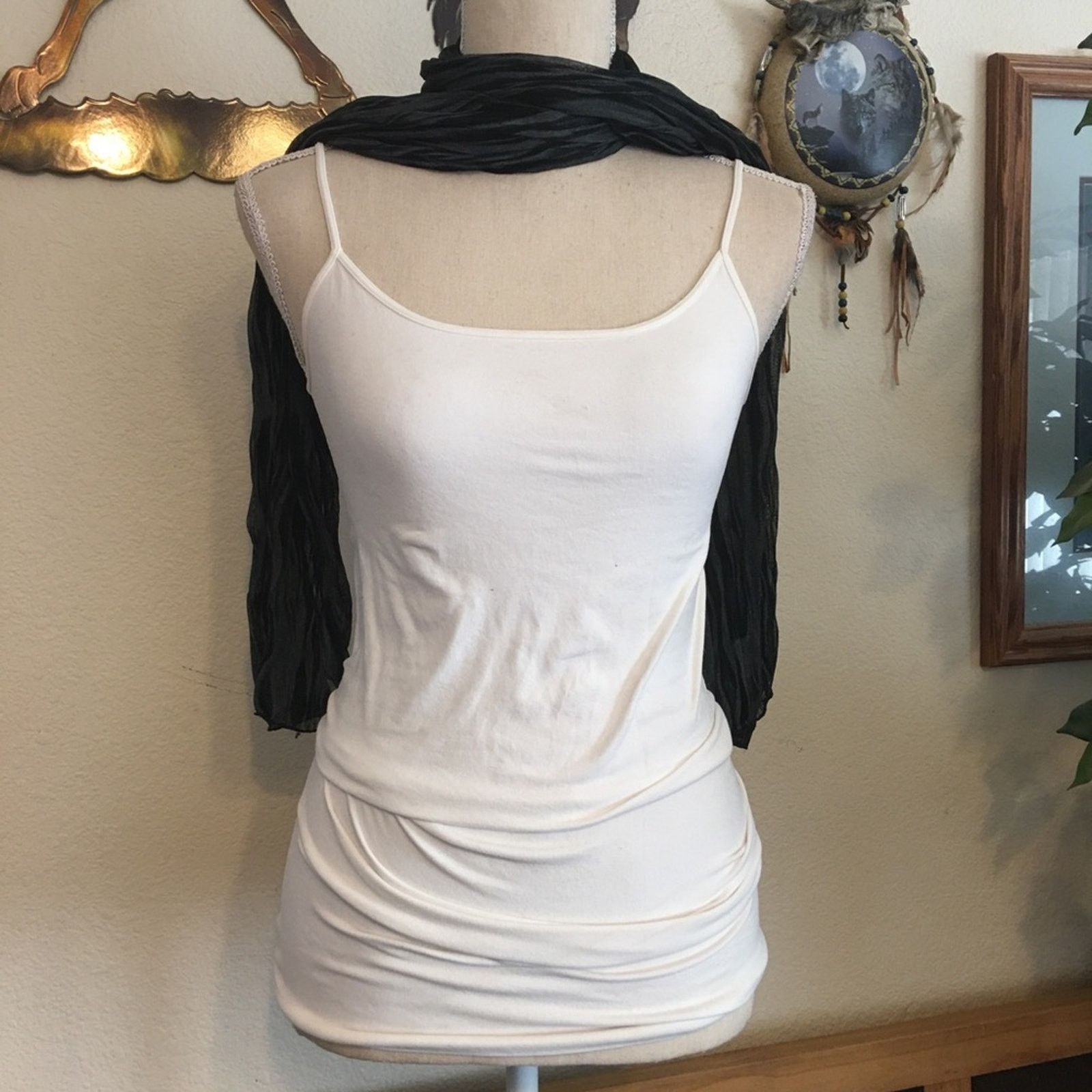 Other Black and gray wavy design light stretchy scarf Size ONE SIZE - 4 Thumbnail