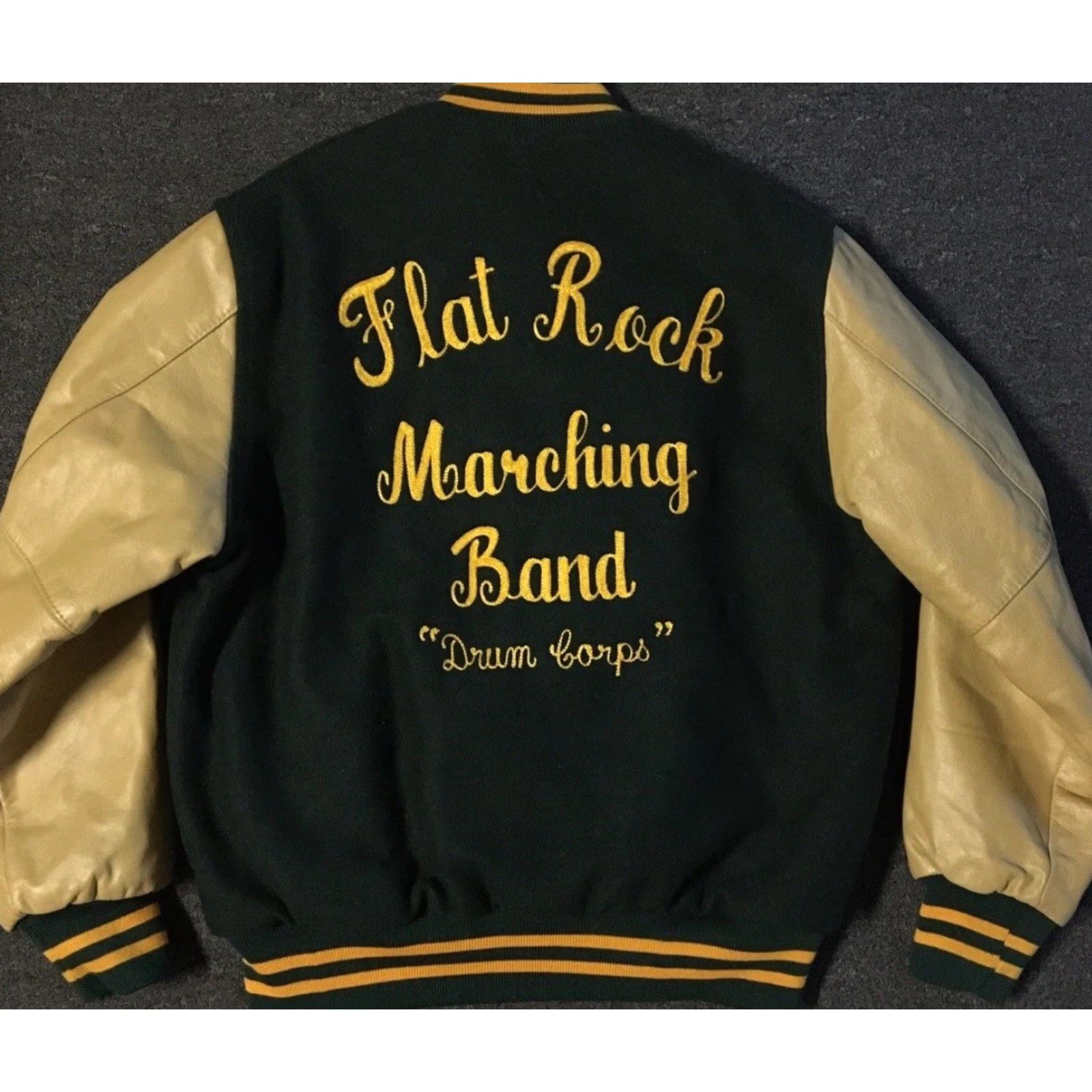 Vintage VINTAGE 90s Varsity Letterman Band Jacket L USA School Track Football PE Grunge 80s Green Wool Chain Stitch Men Jacket Size US L / EU 52-54 / 3 - 2 Thumbnail