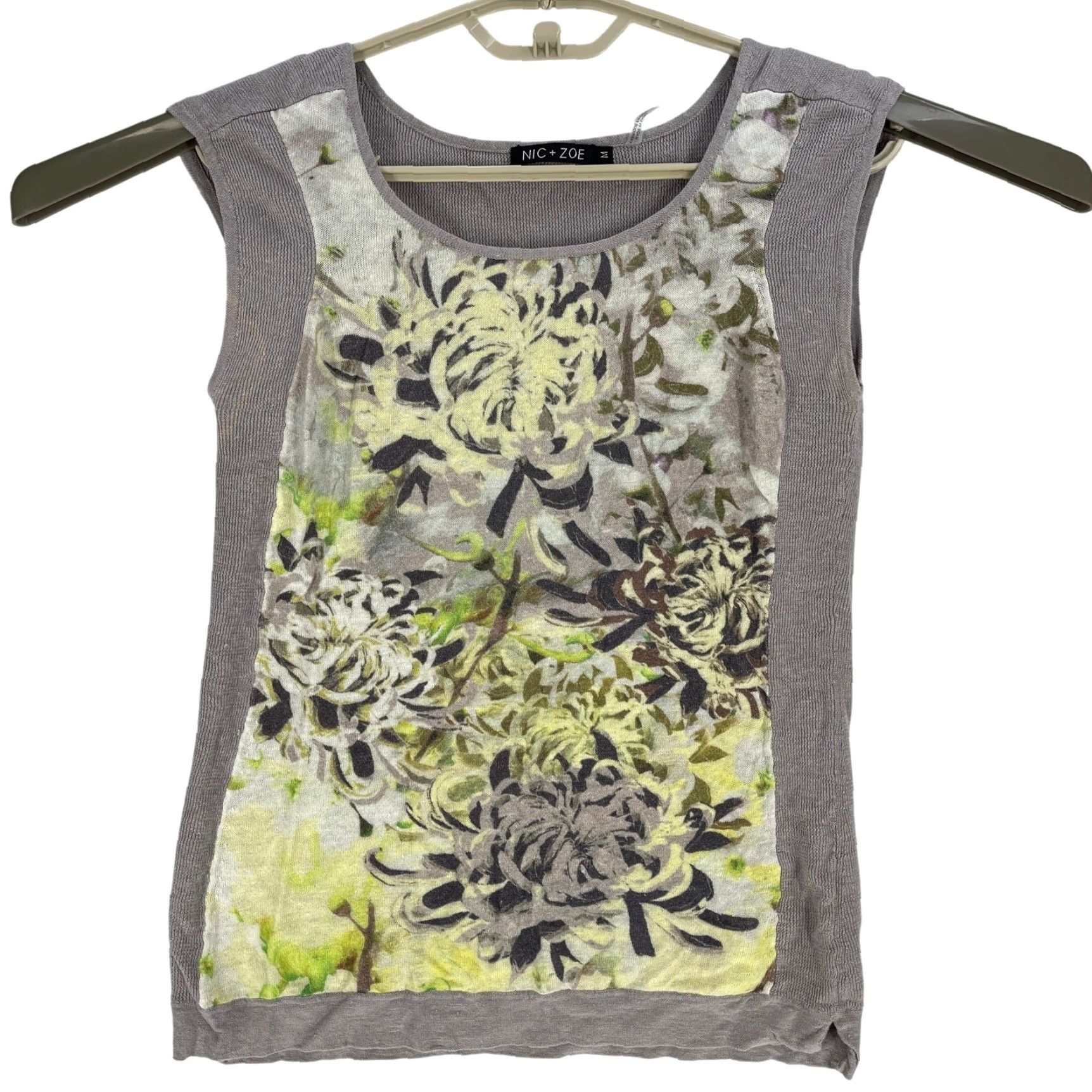 NIC+ZOE NIC ZOE Top Womens M Gray Green Linen Cotton Modal Sleeveless Tank Y2K Fairy Bohemian Casual Streetwear Womens Size M / US 6-8 / IT 42-44 - 2 Thumbnail
