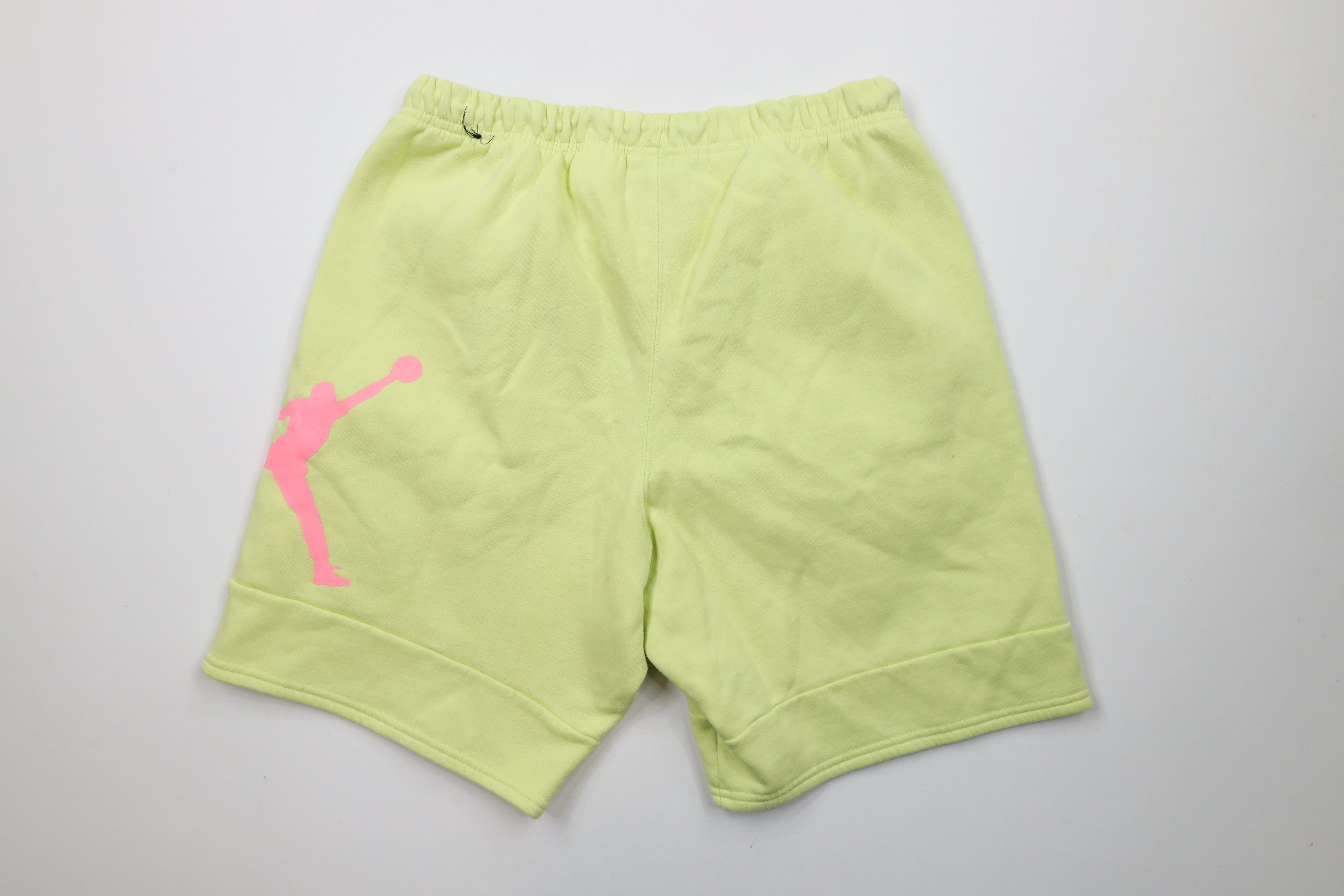Nike × Vintage Nike Air Jordan Big Logo Jumpman Fleece Shorts Lime Green Size US 32 / EU 48 - 8 Thumbnail