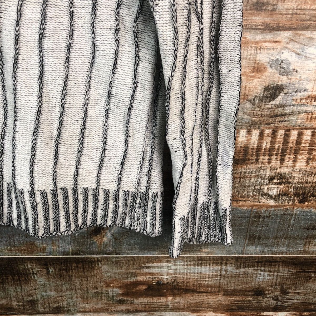 Homespun Knitwear DL Foravi White stripe sweater Hoodie Knitwear #C497 Size US M / EU 48-50 / 2 - 16 Thumbnail