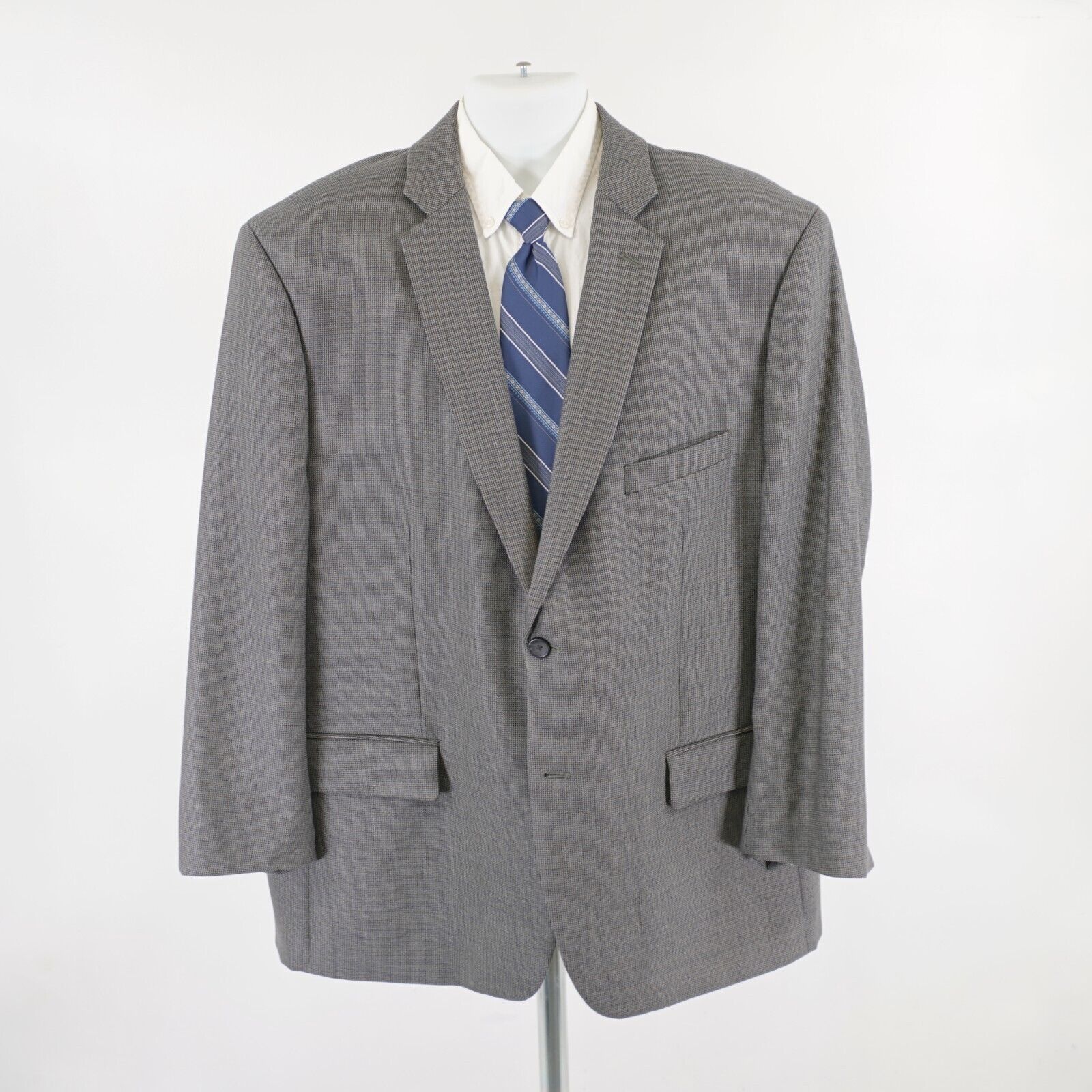 Pronto Uomo Pronto Uomo Platinum Black Gray Blue Check Tweed Wool Sport Size 52R - 4 Thumbnail