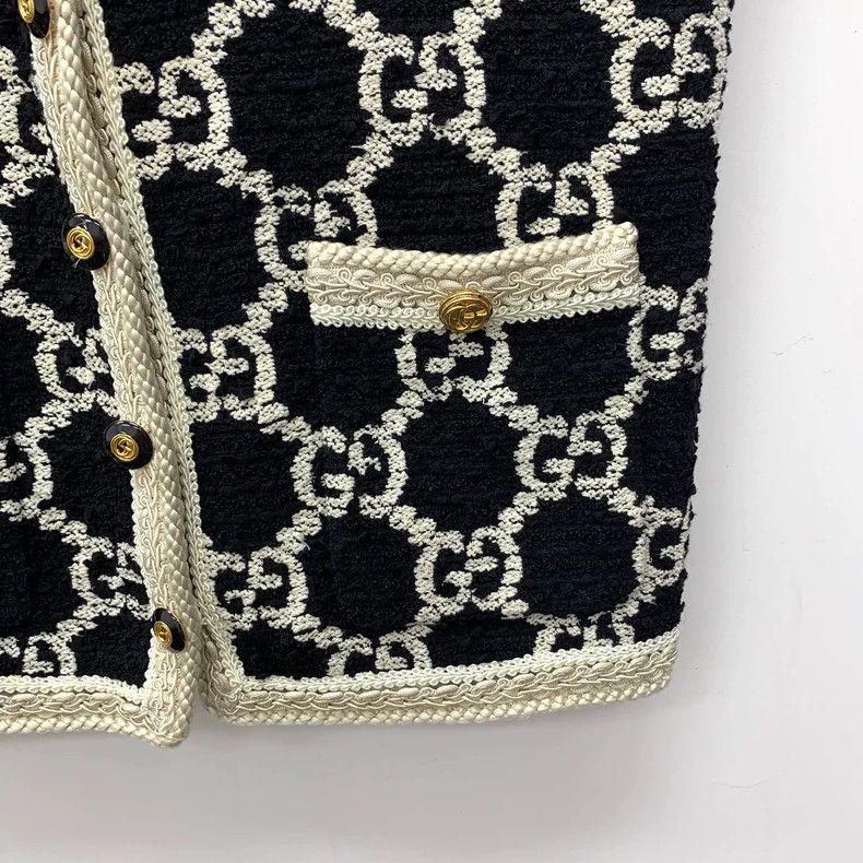 Gucci Gucci Black logo jacquard full-print cotton single-breasted Size XS / US 0-2 / IT 36-38 - 4 Thumbnail