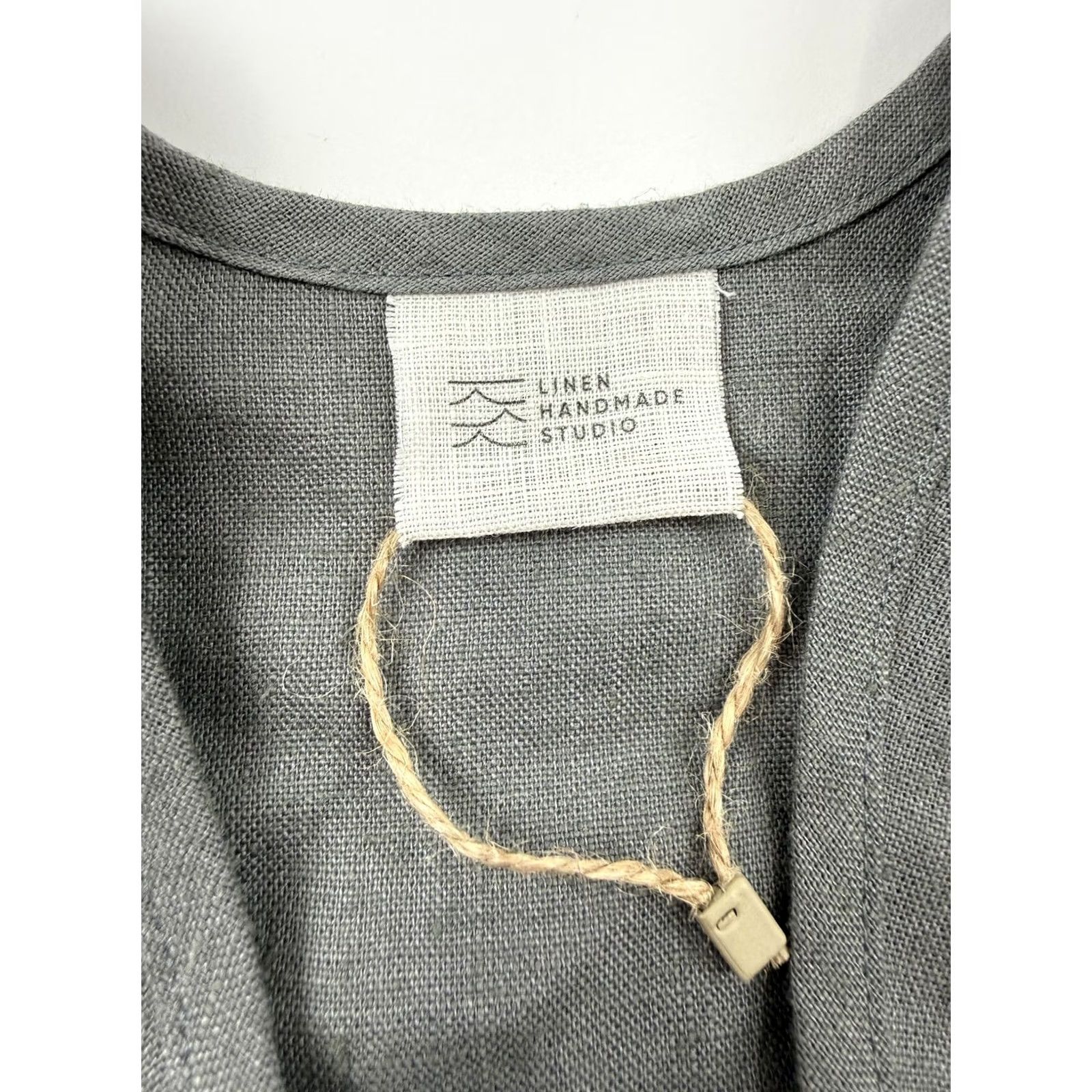 Vintage Linen Handmade Studio Tank Top Womens Medium Gray Scoop Neck 100% Linen Basic Size M / US 6-8 / IT 42-44 - 2 Thumbnail