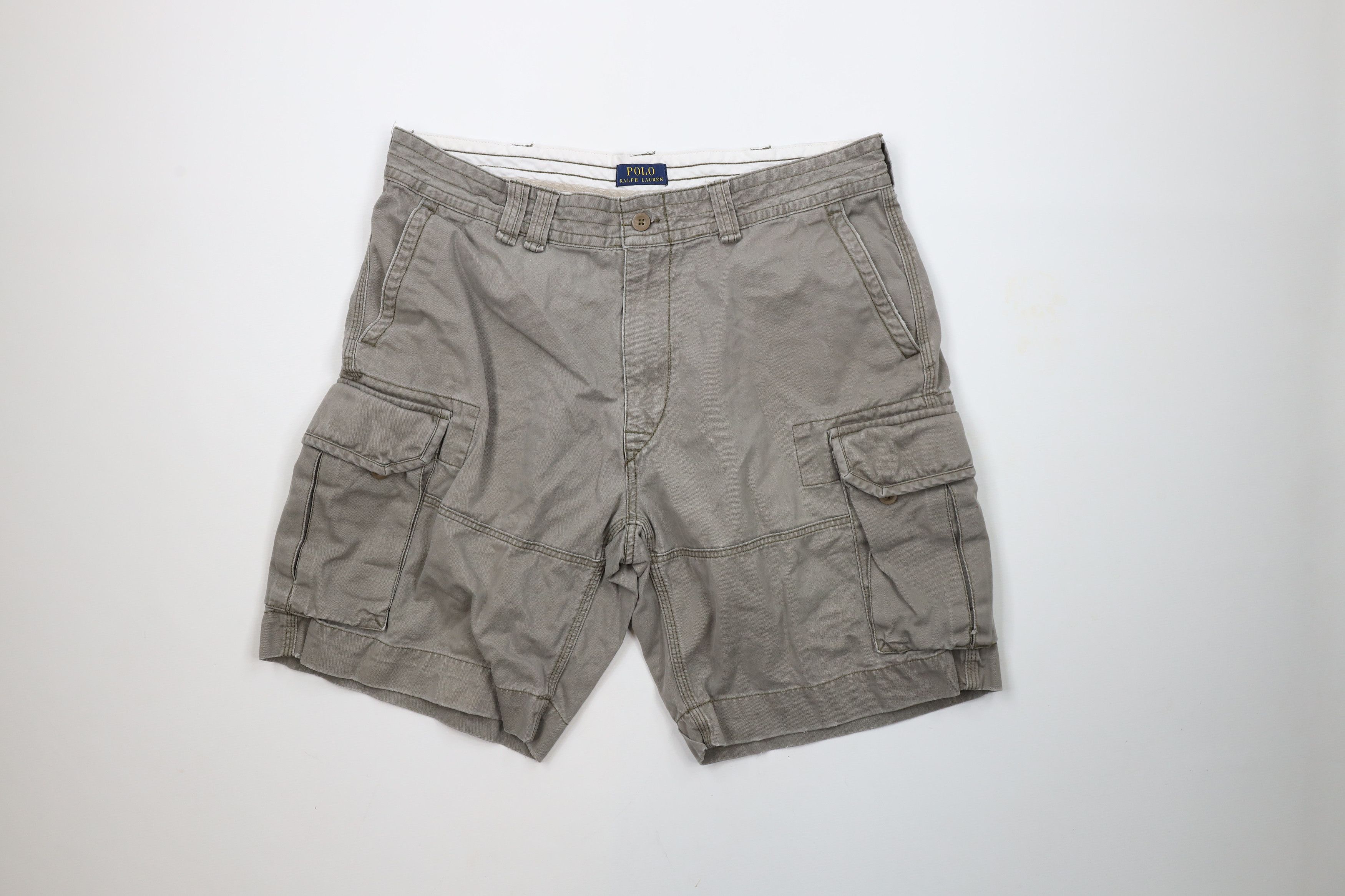 Ralph Lauren × Vintage Vintage Ralph Lauren Chino Cargo Shorts Gray Green Size US 38 / EU 54 - 1 Thumbnail