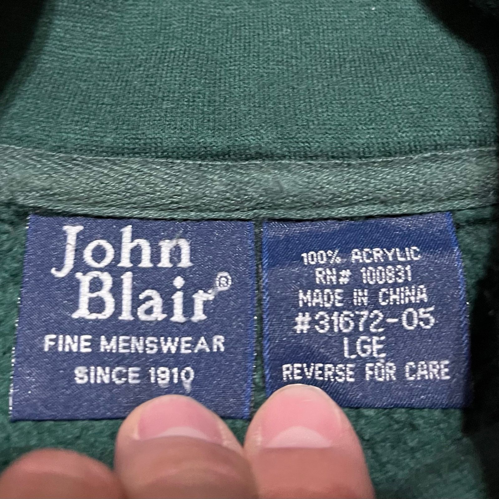 Blair Vintage John Blair Green/White/Black Full Zip Sweatshirt Size US M / EU 48-50 / 2 - 4 Thumbnail