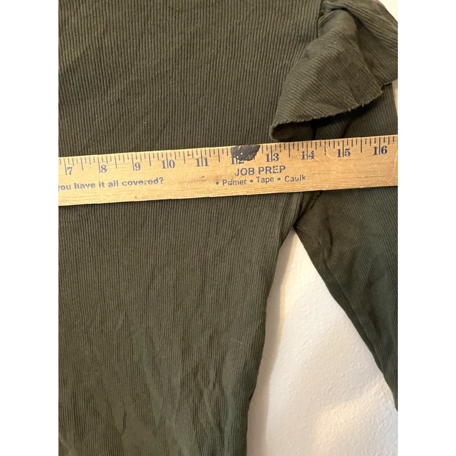 Zara Womens Zara Trafaluc Green Ribbed Mock Neck Ruffled Shoulder Top L Size L / US 10 / IT 46 - 5 Thumbnail