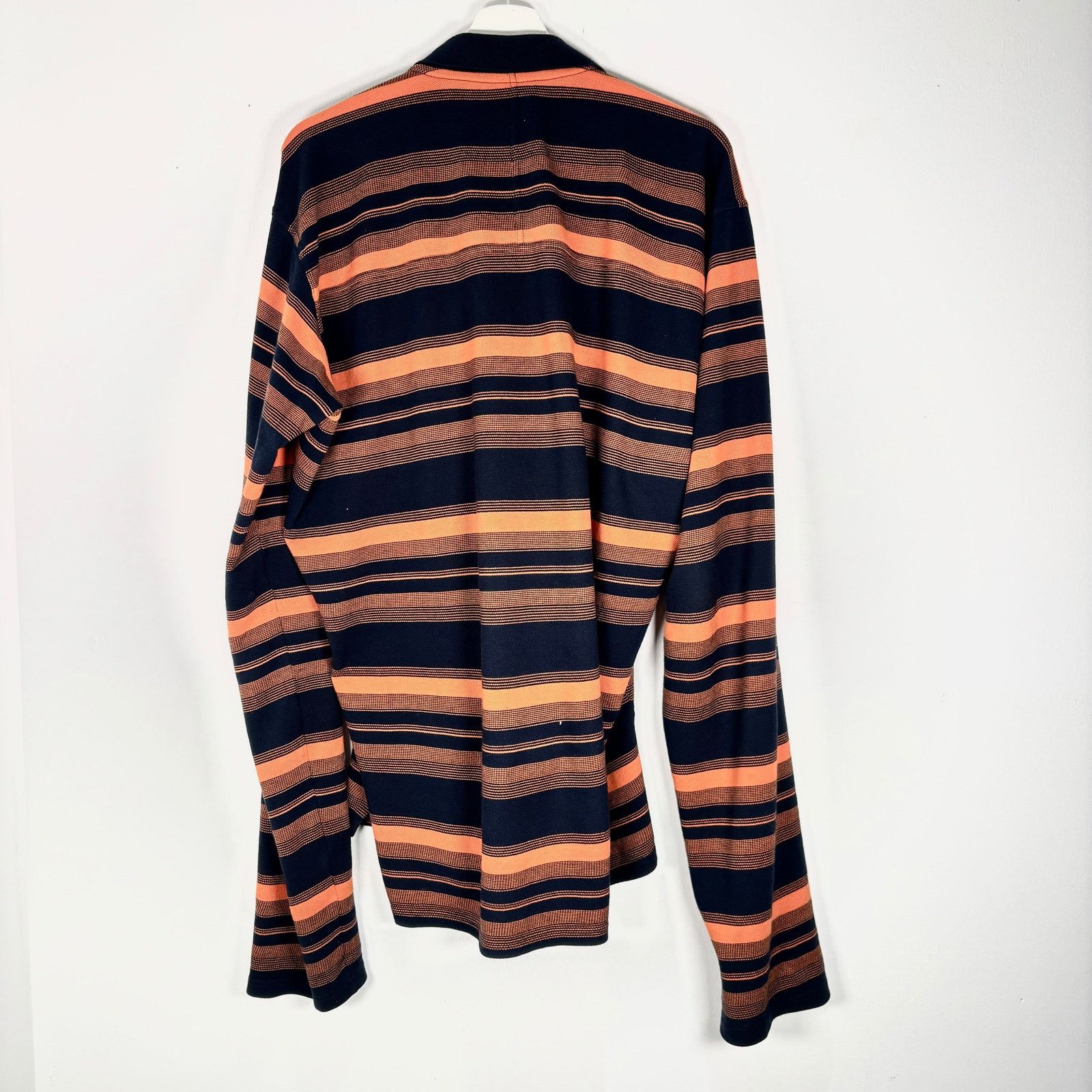 Martine Rose Martine Rose Orange/Navy Striped Logo Long-Sleeve Polo Shirt Size US L / EU 52-54 / 3 - 2 Thumbnail