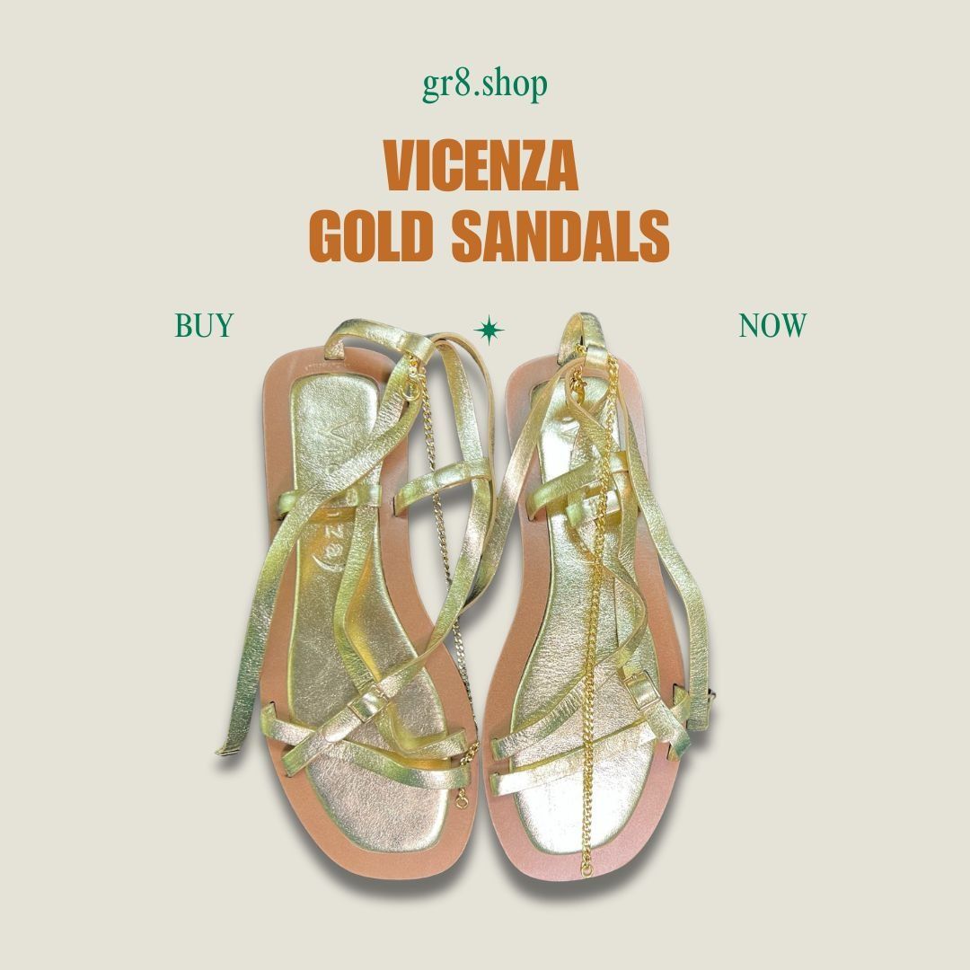 Other Vicenza Womens Gold Strappy Sandals With Chain Detail Size 8 Size US 8 / IT 38 - 1 Thumbnail