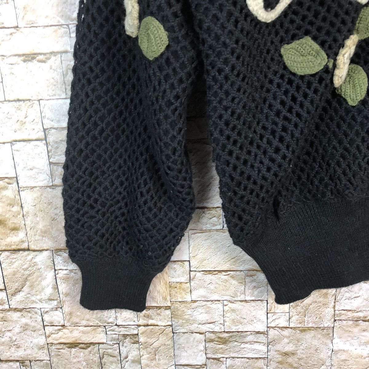 Vintage June Bride Black crochet art Cardigan knitted vintage #A371 Size M / US 6-8 / IT 42-44 - 7 Thumbnail