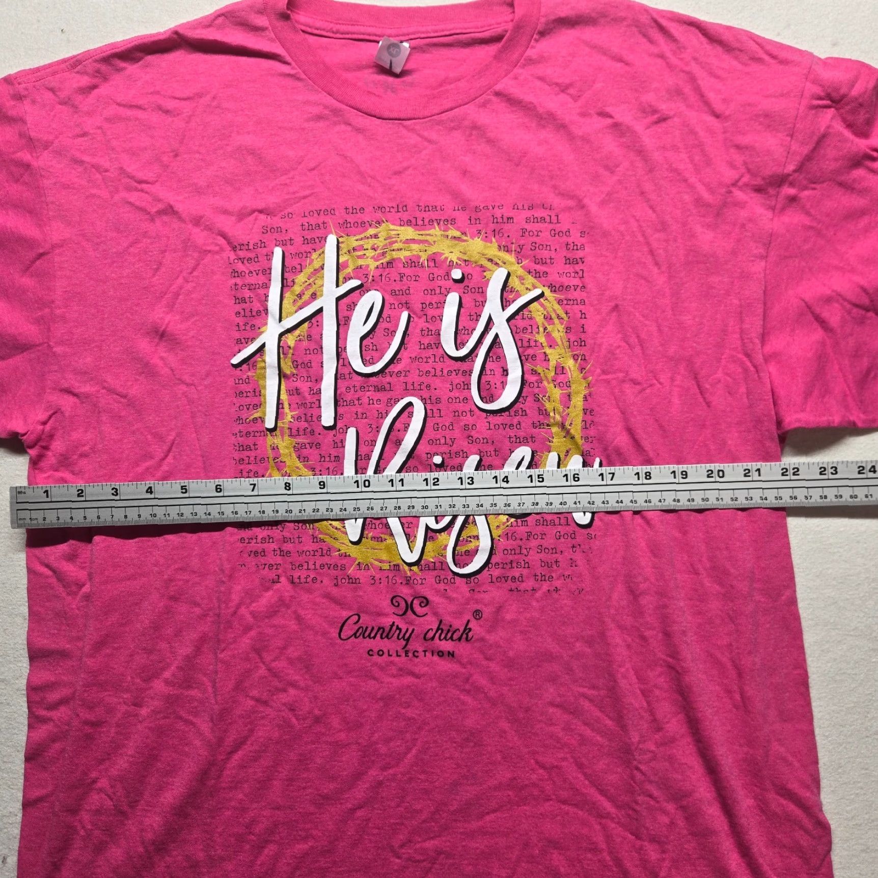 Vintage Country Chick Shirt Women XL Pink Easter He Is Risen T-Shirt Womens XL Pink Easter Jesus Christian Quote Shirt Size XL / US 12-14 / IT 48-50 - 4 Thumbnail