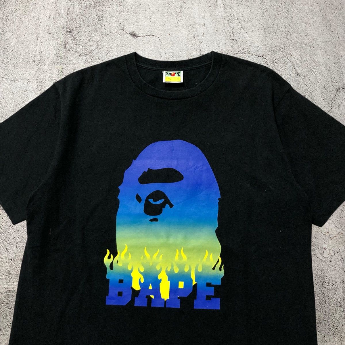 Bape Vintage Bape Blue Flame Head A Bathing Ape Big Logo T-shirt Size US XL / EU 56 / 4 - 5 Thumbnail