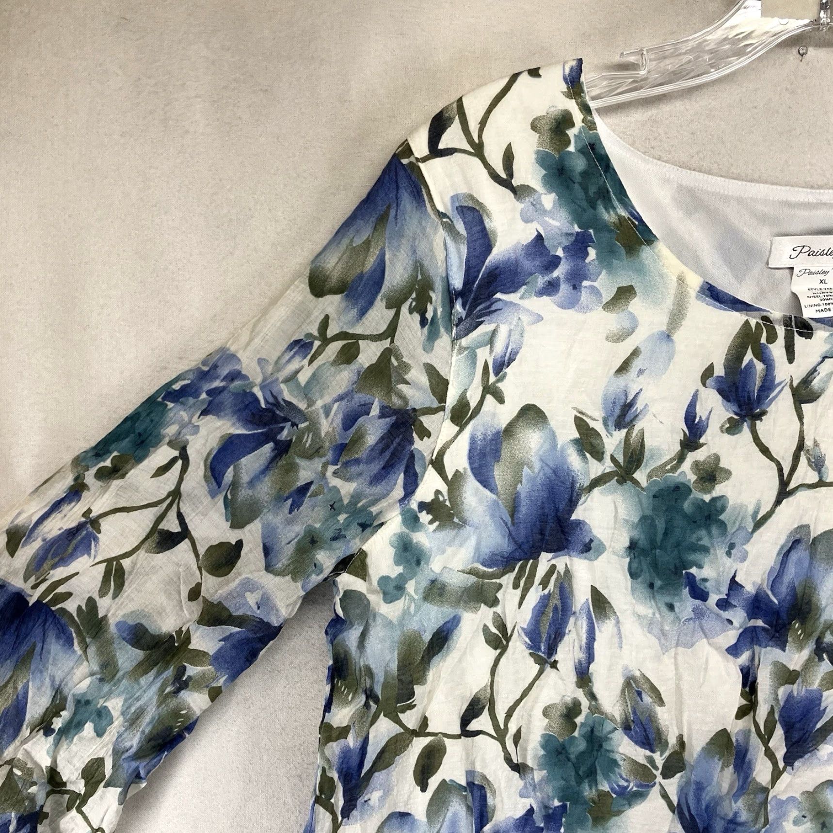 Gloverall Paisley Vine Blouse Shirt Women's XL All Over Flower Print Top Tunic Bohemian 80s Art Floral Multicolor Lined Sheer Sleeves Casual Size XL / US 12-14 / IT 48-50 - 6 Thumbnail