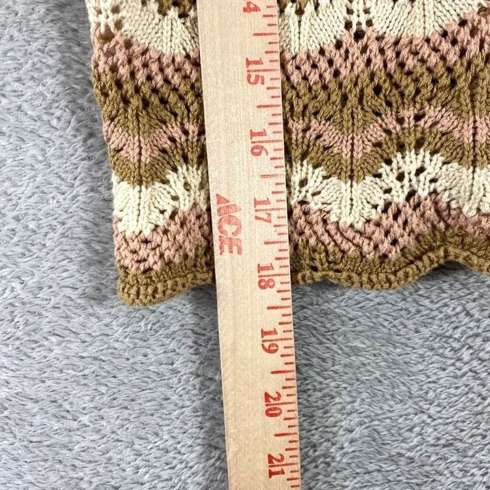 Forever 21 FOREVER 21 Crochet Sweater Womens M Brown Pink Chevron Knit Long Sleeve Size M / US 6-8 / IT 42-44 - 5 Thumbnail