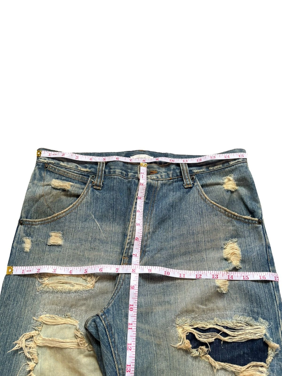 Japanese Brand Vintage Japanese Brand Bleach Rusty Mud Wash Rip Baggy Jean Size US 31 - 12 Thumbnail