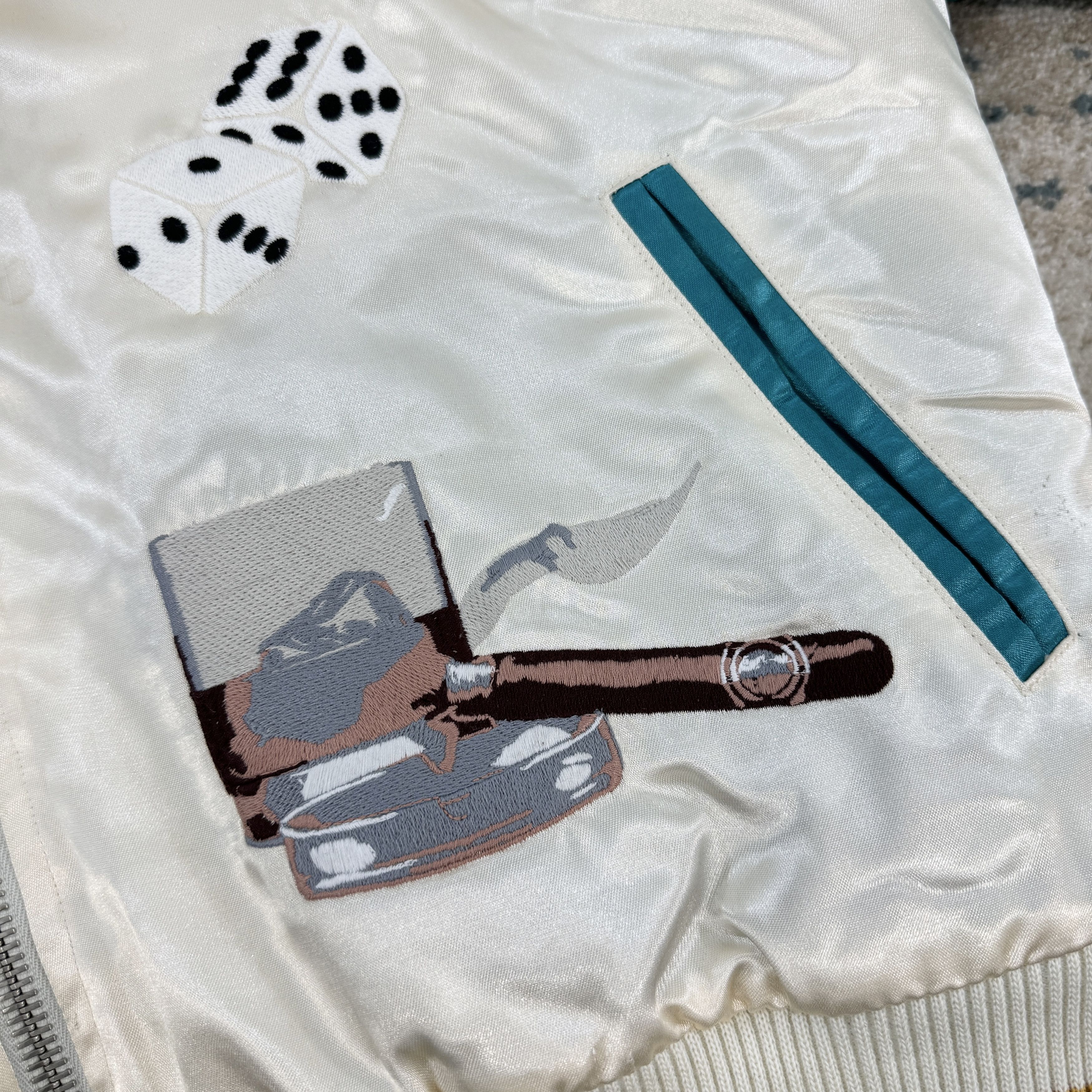 Rhude Rhude Smoking Bomber Jacket In White & Multi RRP £1620 Size US S / EU 44-46 / 1 - 6 Thumbnail