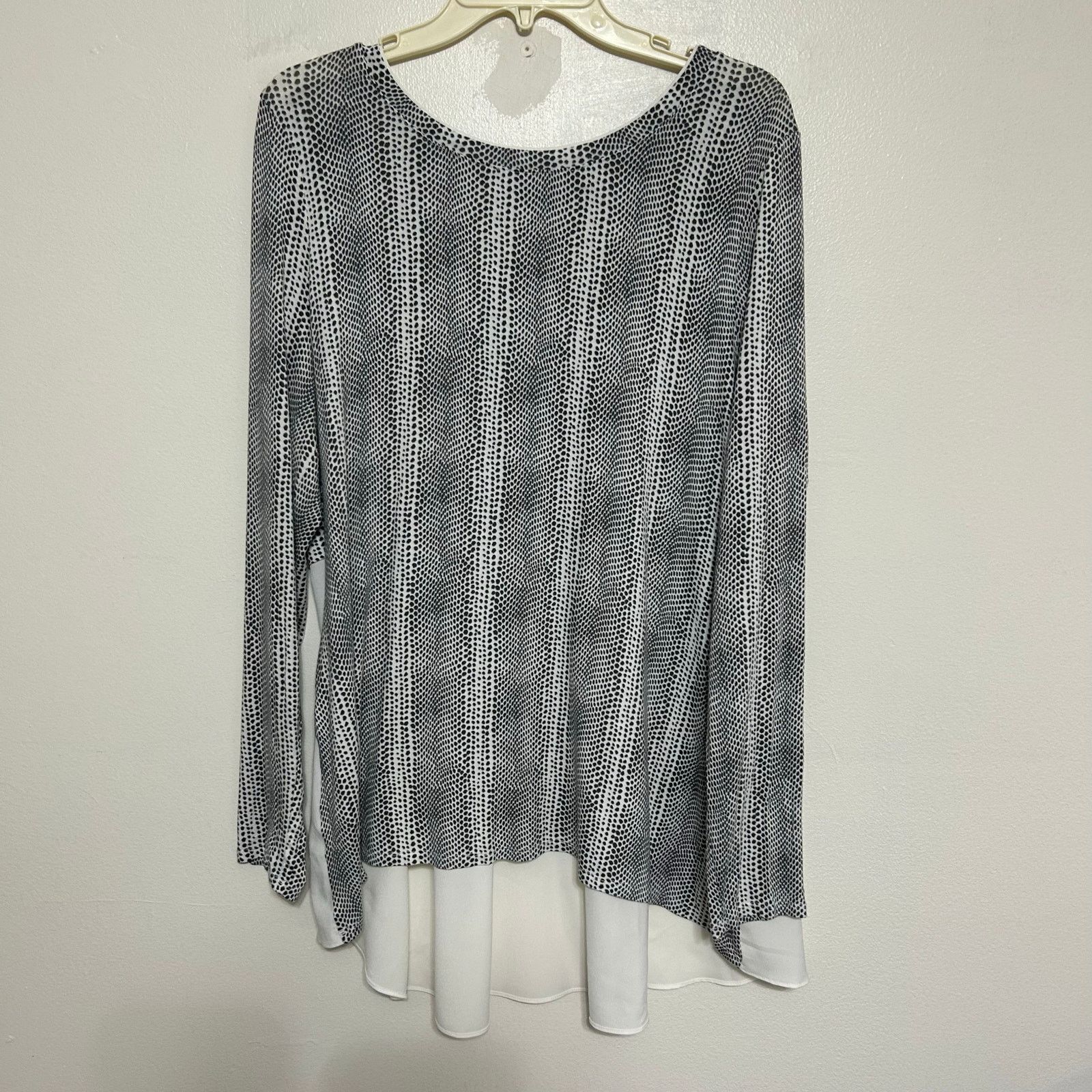 Apt. 9 Apt 9 Black White Spotted Layered Pleated Hem Blouse XL Size XL / US 12-14 / IT 48-50 - 2 Thumbnail