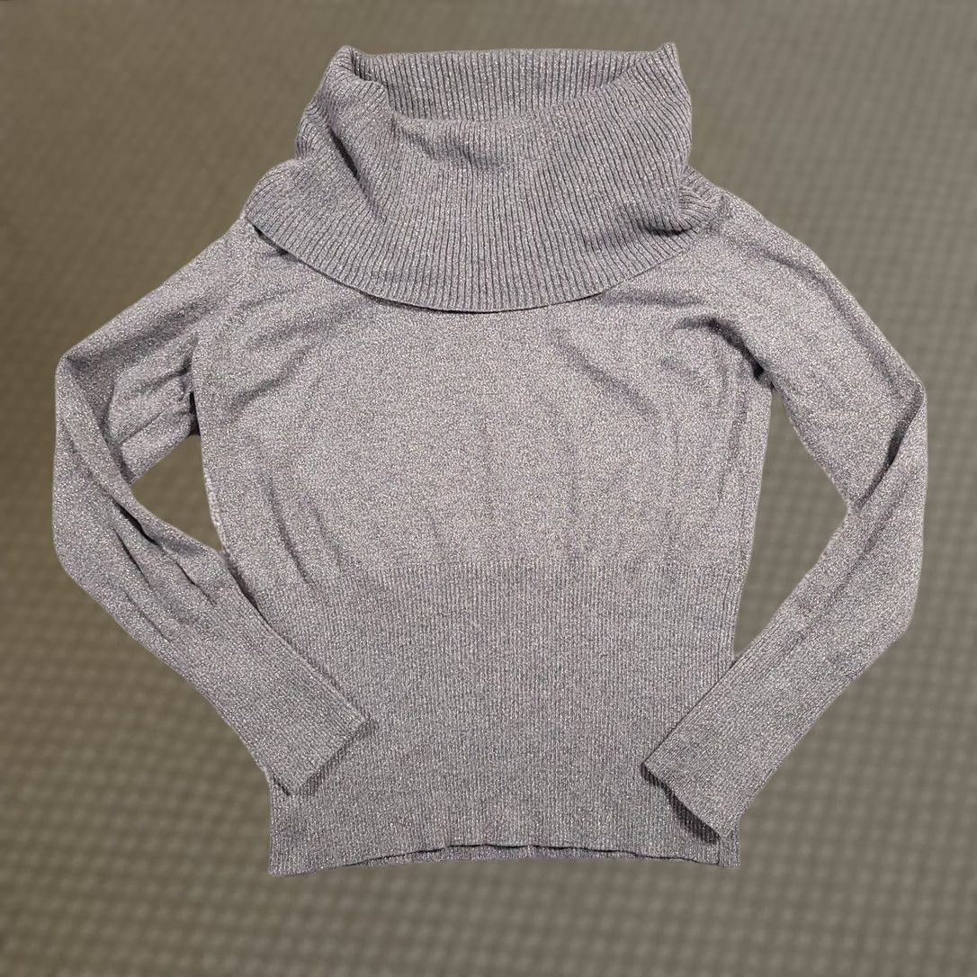 Apt. 9 Apt. 9 Sweater Medium Gray Turtle Neck Long Sleeve Fitted Waist Glitter Women's Size M / US 6-8 / IT 42-44 - 1 Thumbnail