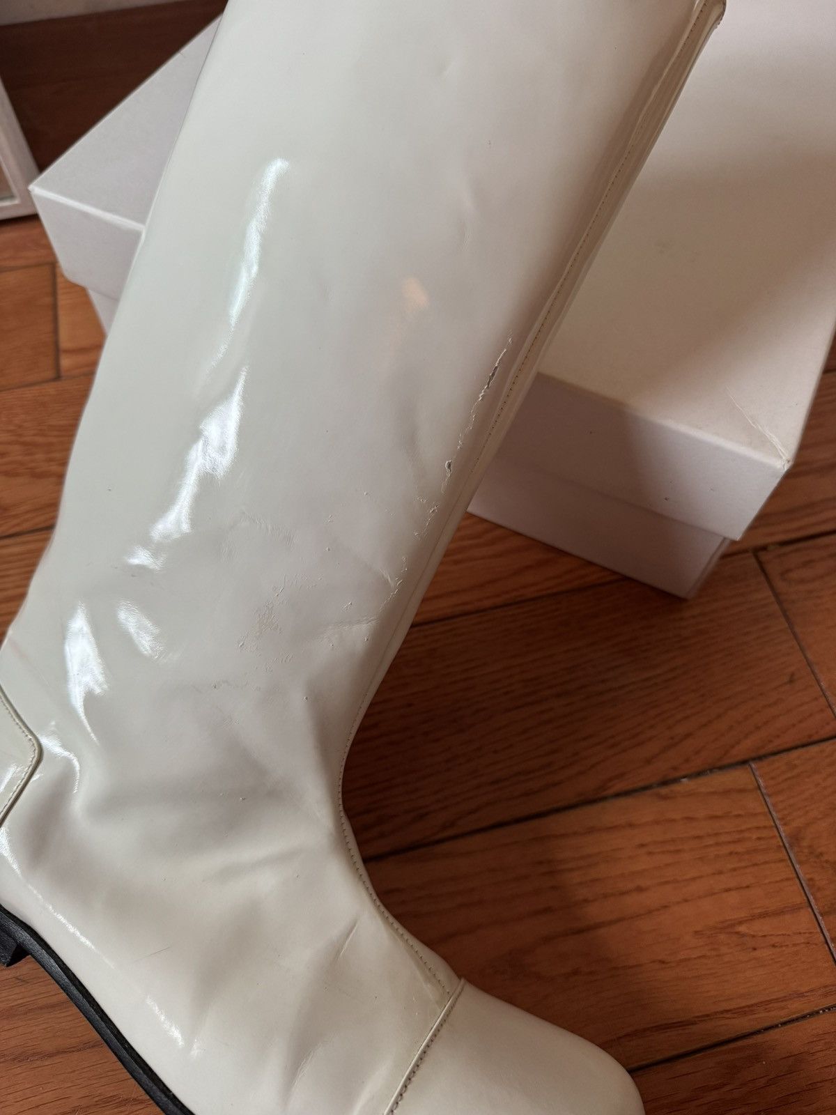 Comme des Garcons ARCHIVAL FW99 Comme des Garçons Square Toe Patent Boots Size US 6 / IT 36 - 6 Thumbnail