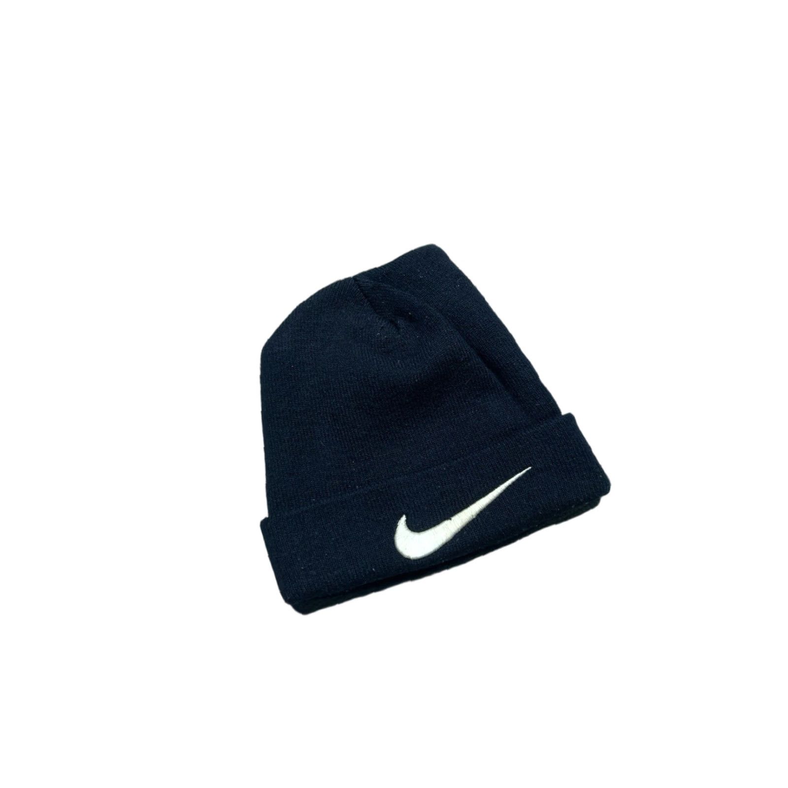 Nike VINTAGE Nike Beanie Knit Acrylic Winter Hat OSFA Black Nike Swoosh Check Big Logo Men Size ONE SIZE - 1 Thumbnail