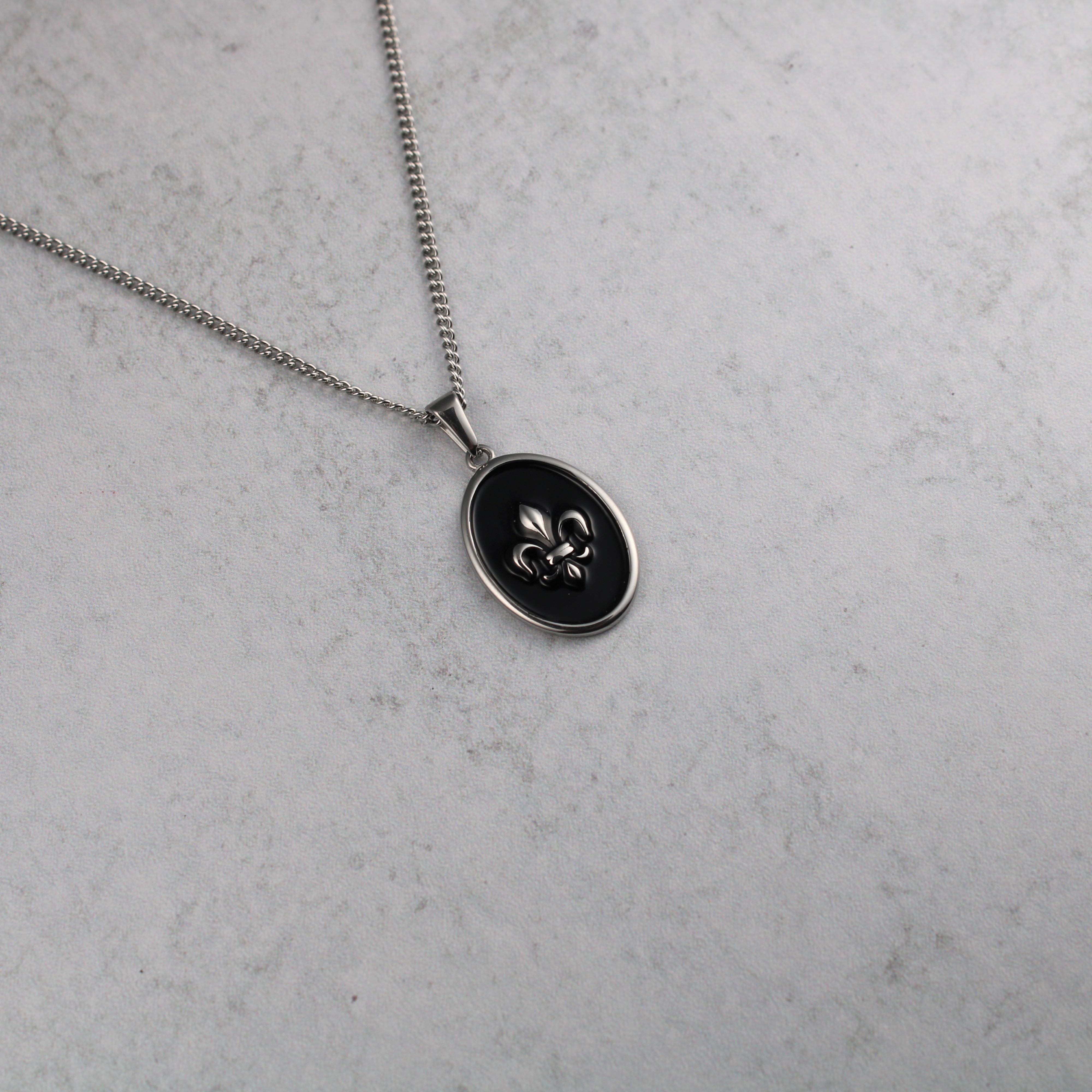 Other Silver Enamel Fleur De Lis Pendant Chain Necklace Size ONE SIZE - 4 Thumbnail