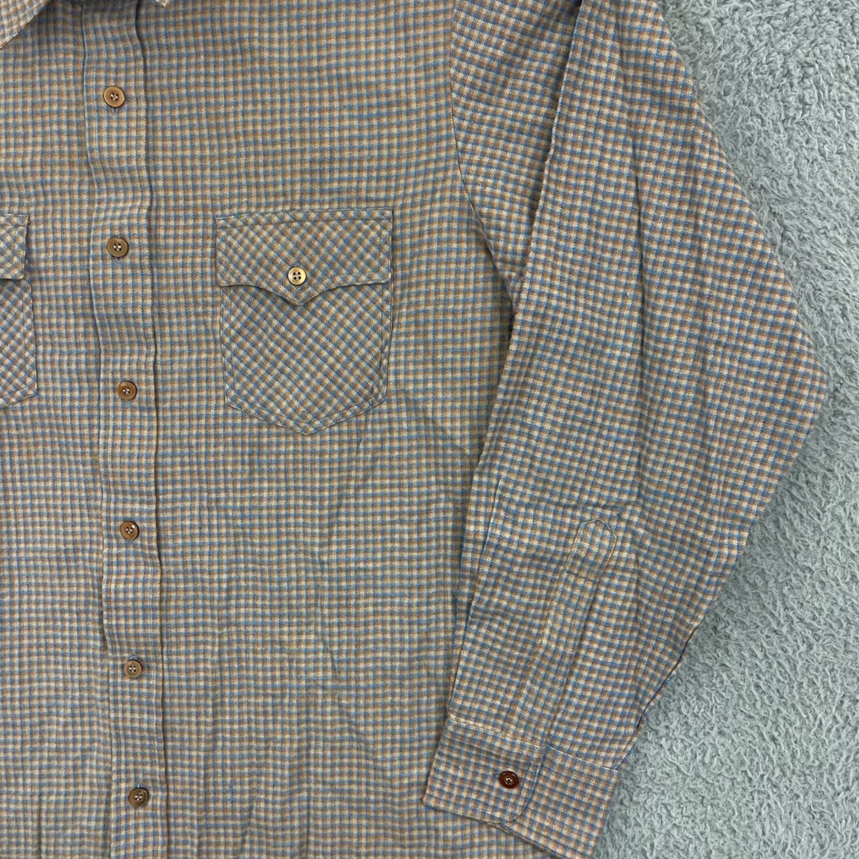 Vintage VINTAGE Country Touch Shirt Men Large Plaid Button Up Flannel Pocket Beige Cotton 80s 90s Bohemian Western NWT Size US L / EU 52-54 / 3 - 5 Thumbnail