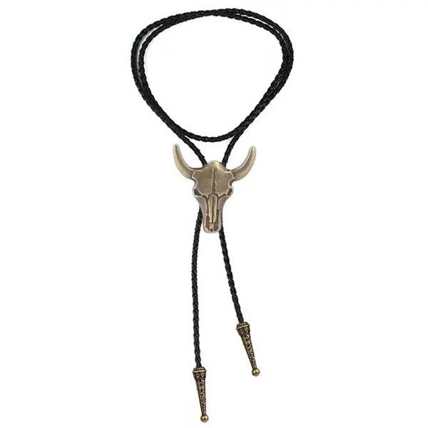 Jewelry Norika x Kudou Adjustable Bull Head Leather Rope Bolo Tie Size ONE SIZE - 5 Thumbnail