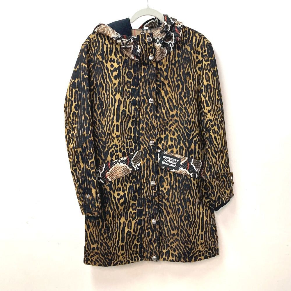 Burberry Burberry 8022743 Check Blouson Leopard Fur (Panthera Pardus) Panther Hooded Jumper Outer Coat Long Sleeves Polyamide Women Brown Size S / US 4 / IT 40 - 1 Thumbnail