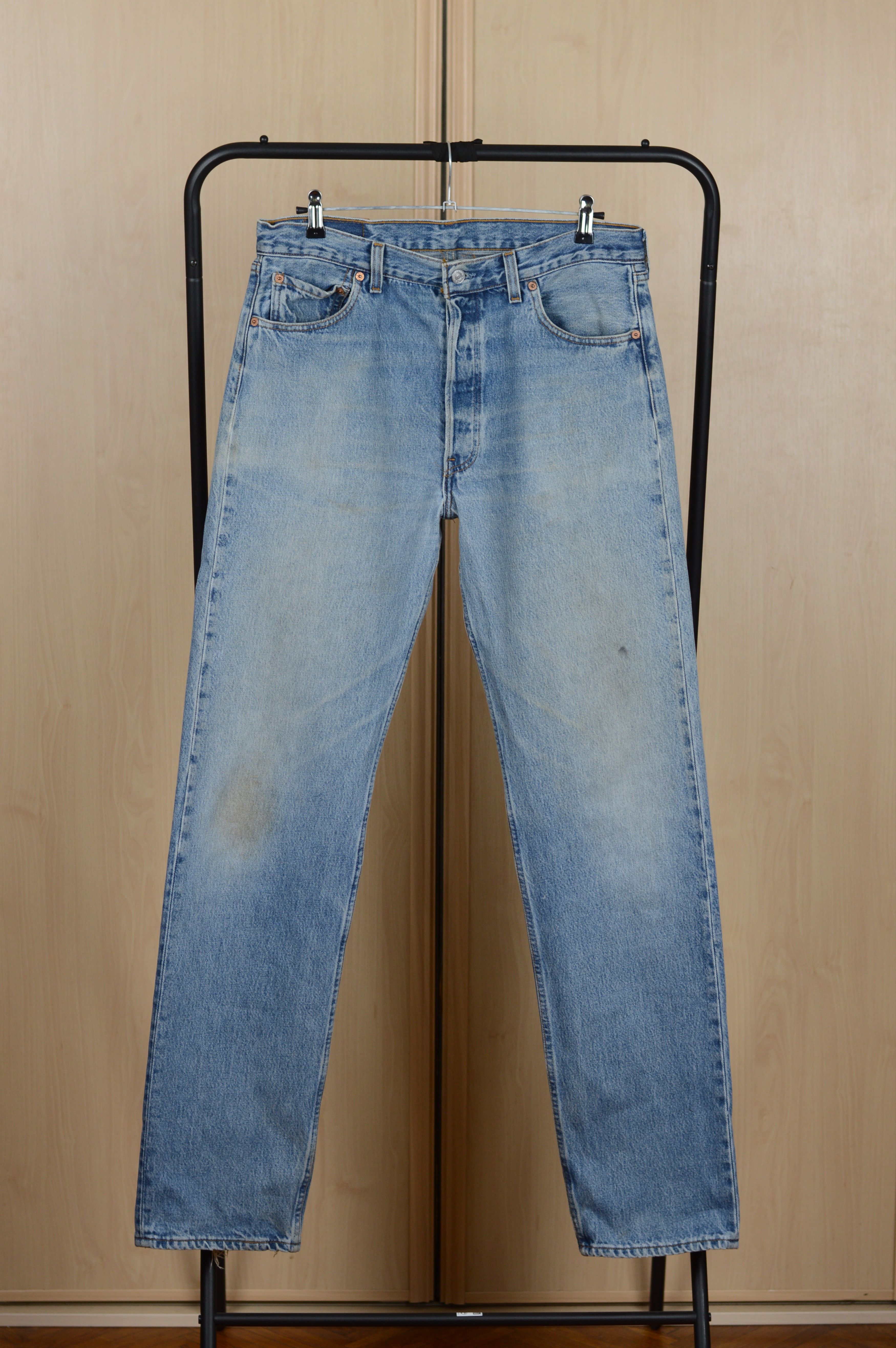 Vintage Levis 501 Made in USA Light Blue Washed Jeans 36x36