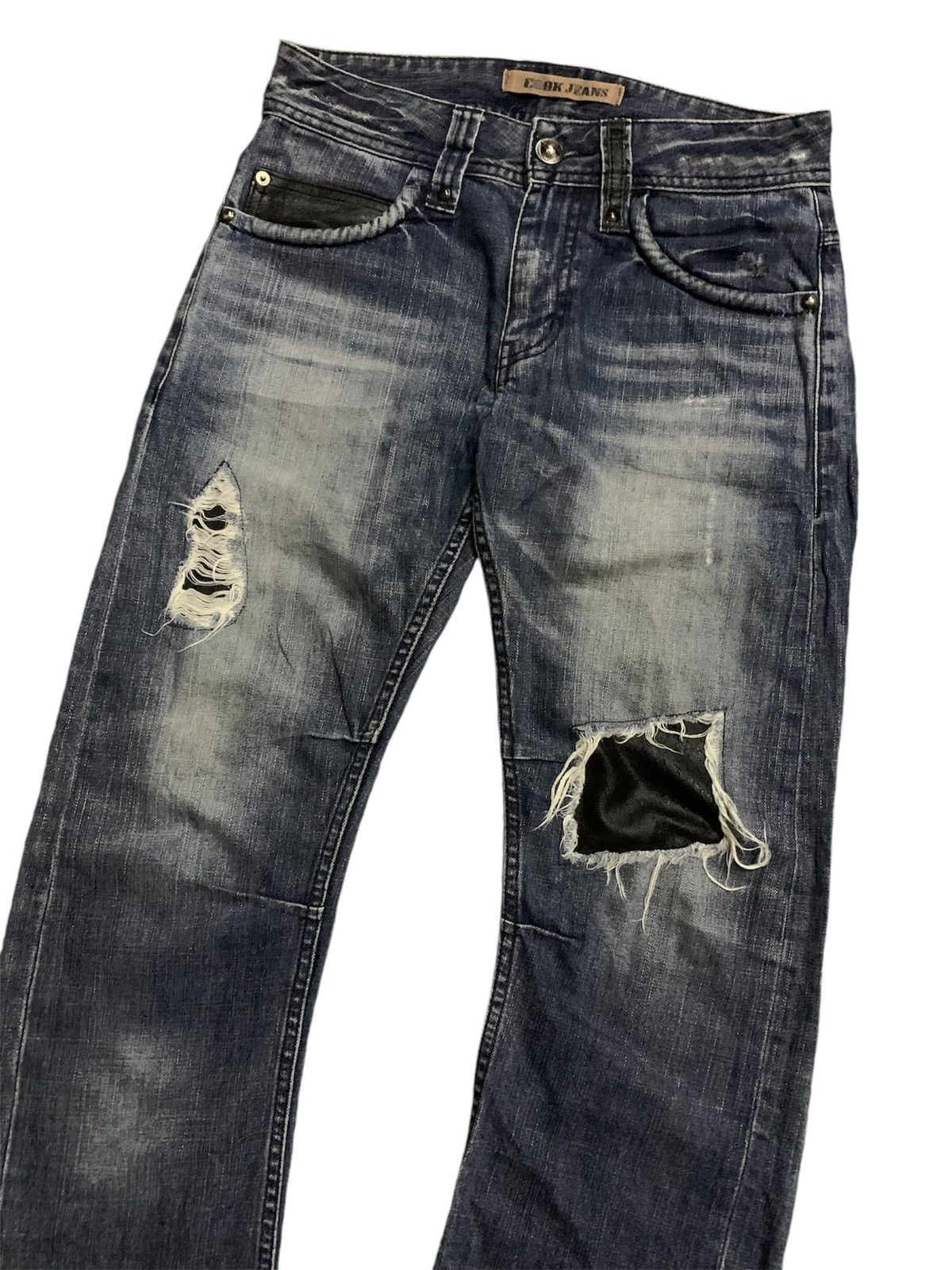 Le Grande Bleu (L.G.B.) 💥Vtg Japanese designer Cook Jeans Distressed Denim Size US 30 / EU 46 - 2 Thumbnail
