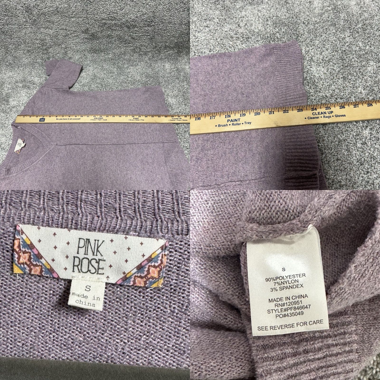 Vintage Pink Rose Sweater Size Small V Neck Casual Soft Minimalist Cozy Hippie Purple Womens Size S / US 4 / IT 40 - 8 Thumbnail
