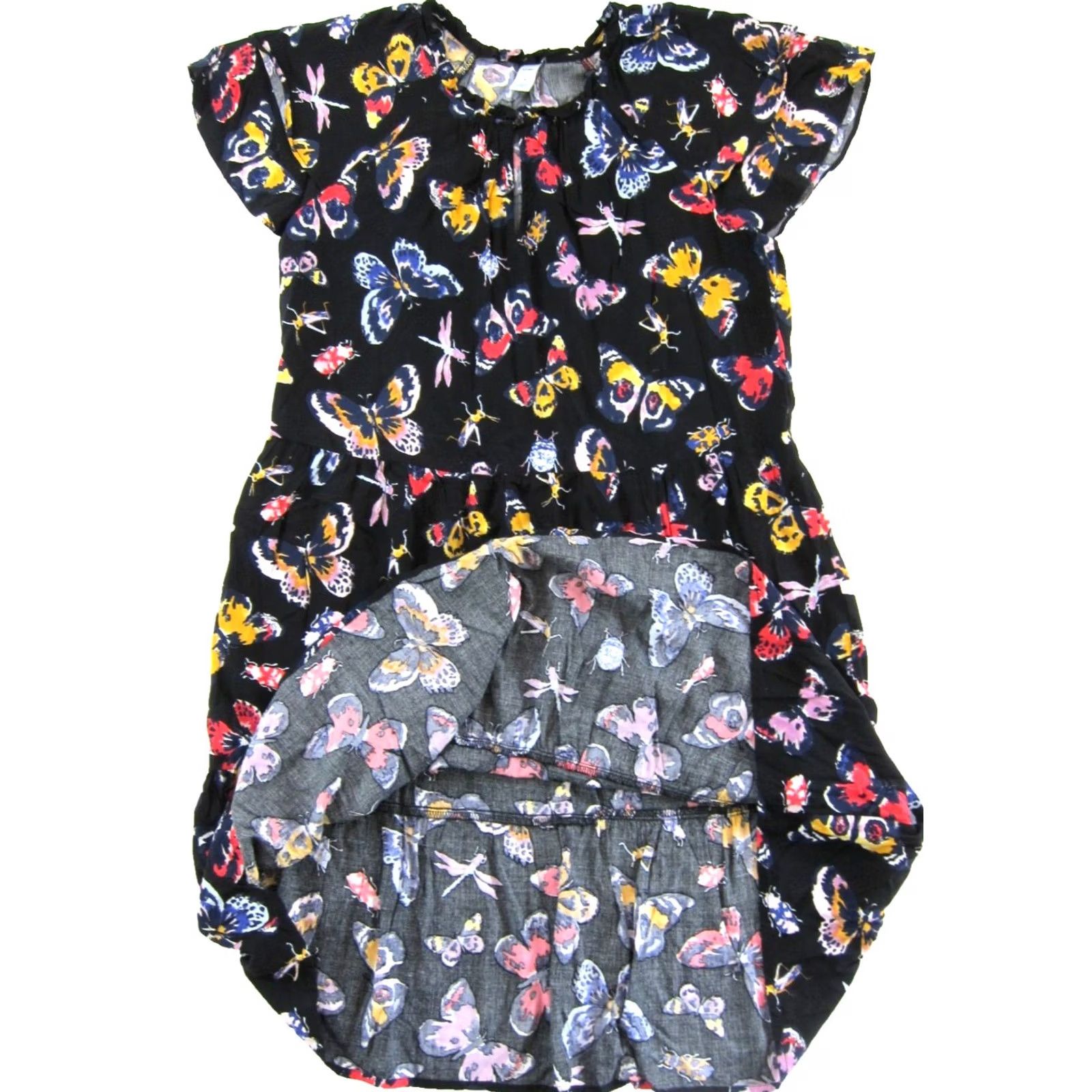 Old Navy Old Navy Butterfly Cap Sleeve Sun Dress M Black Rayon 100% Women's Sundress Knee Length Size M / US 6-8 / IT 42-44 - 4 Thumbnail