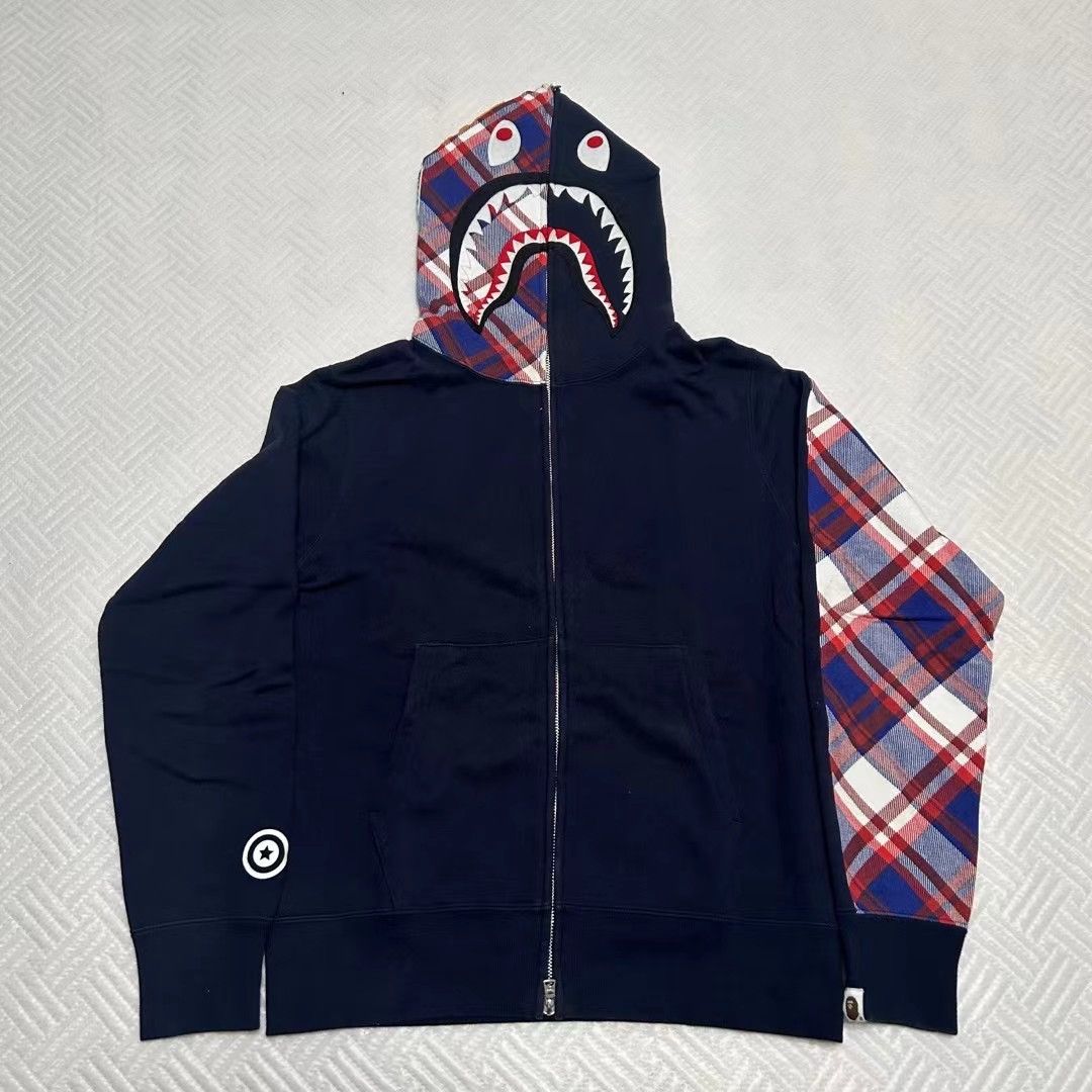 Bape BAPE CHECK SHARK FULL ZIP HOODIE Size US M / EU 48-50 / 2 - 1 Thumbnail