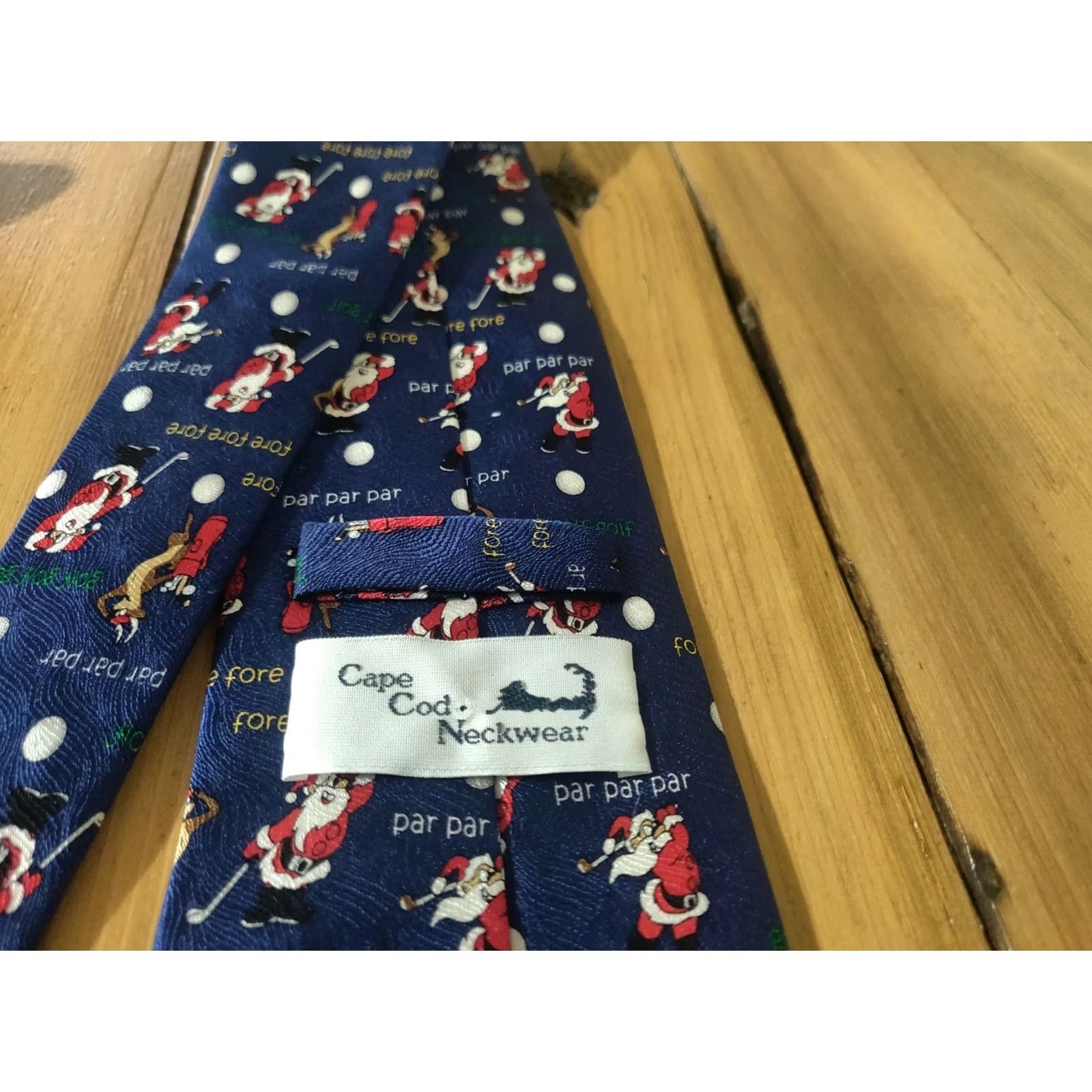 Vintage Cape Cod Neckwear Men's Tie 100% Silk Christmas Santa Claus Golf Novelty Blue Classic Size ONE SIZE - 5 Thumbnail