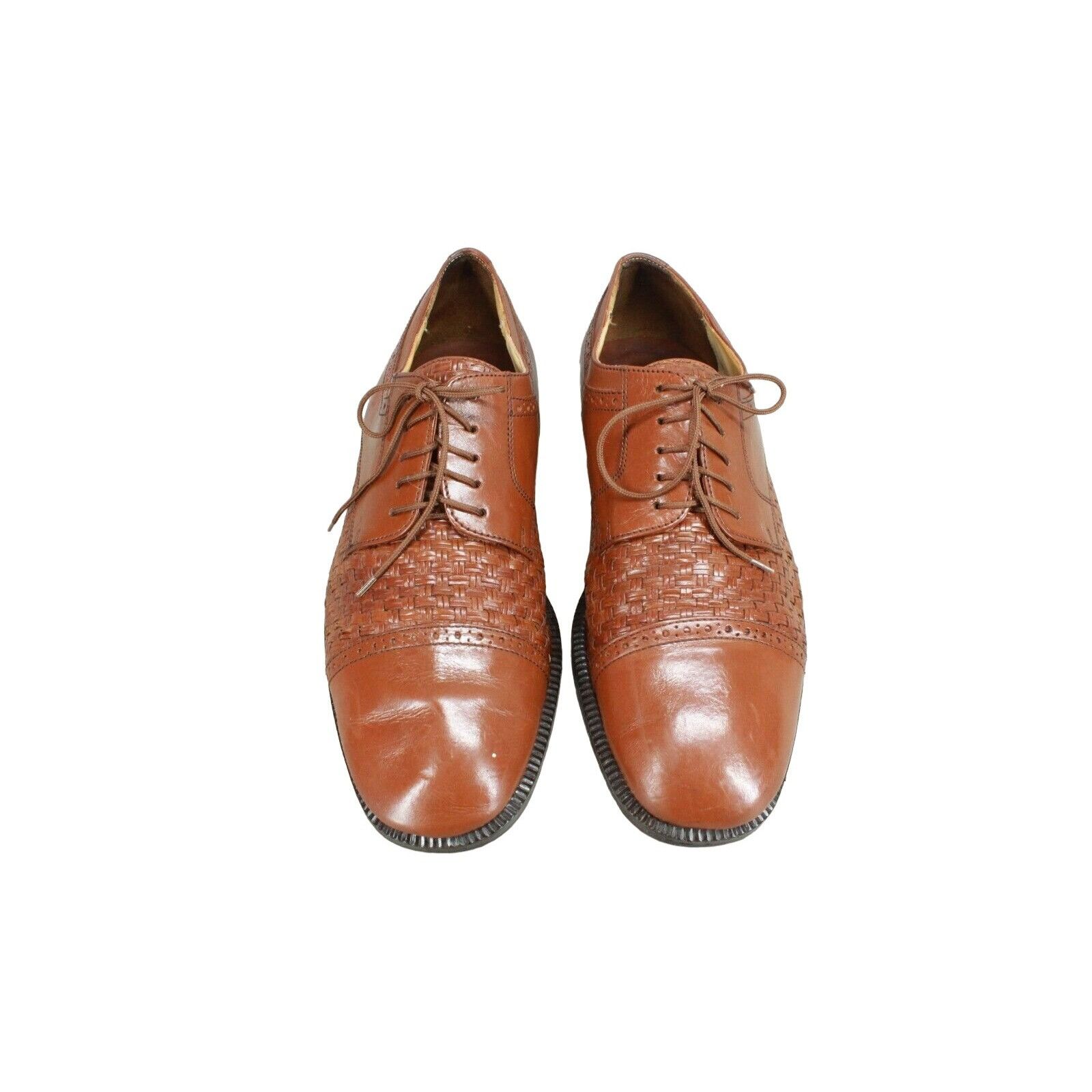 Leather × Stanley Blacker Stanley Blacker Men's Weave Cap Toe Dress Oxford Shoes Size US 10 / EU 43 - 5 Thumbnail