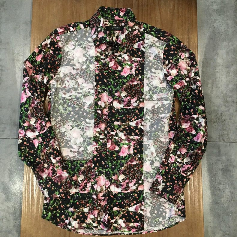 Givenchy Givenchy Flower Printed Patchwork Men's Shirt 2505-Nextarro Size US S / EU 44-46 / 1 - 1 Thumbnail