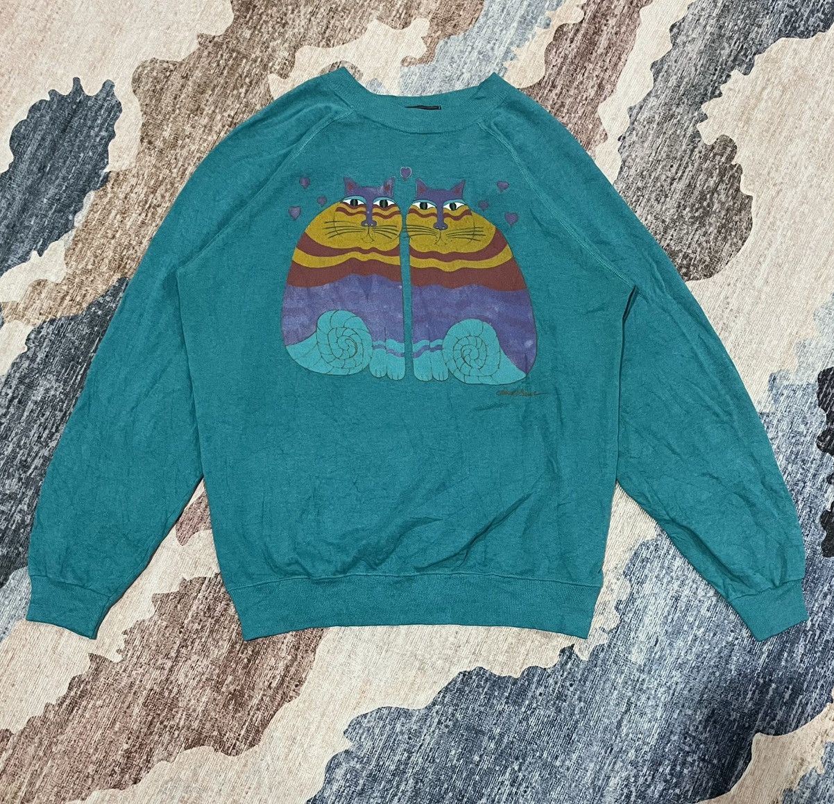 Art Comes First VTG 90s Laurel Burch Feline Friends Cats Arts Sweatshirt Size US L / EU 52-54 / 3 - 2 Thumbnail