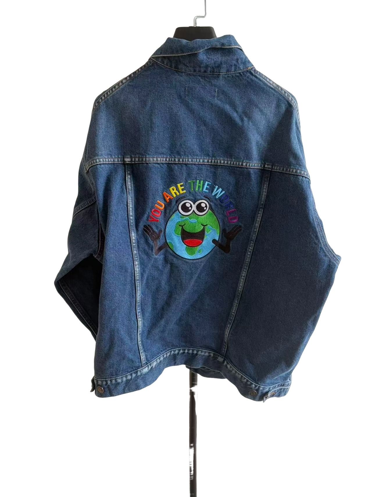 Balenciaga Balenciaga Earth Embroidered Denim Jacket Size 34 Size US XXS / EU 40 - 1 Thumbnail
