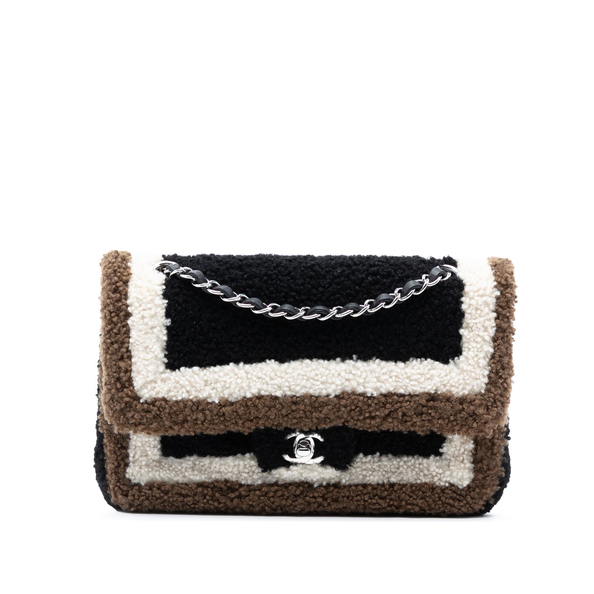 Chanel Chanel Medium Classic Tricolor Shearling Double Flap Size ONE SIZE - 1 Thumbnail