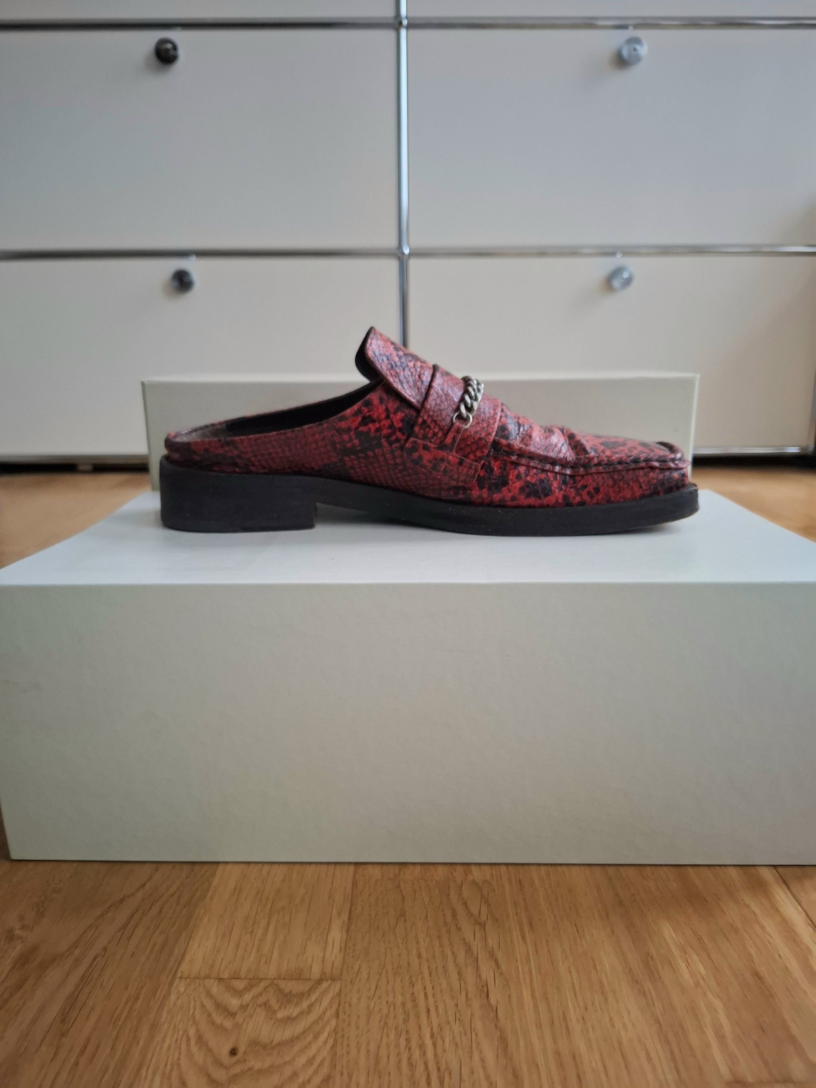 Martine Rose Red leather snake-print mule loafers Size US 9 / EU 42 - 5 Thumbnail