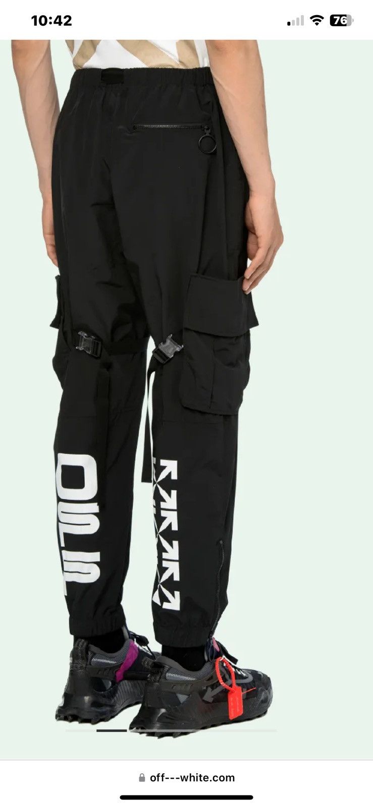 Off-White Off-White Nylon Cargo Pant Black Size US 33 - 16 Thumbnail