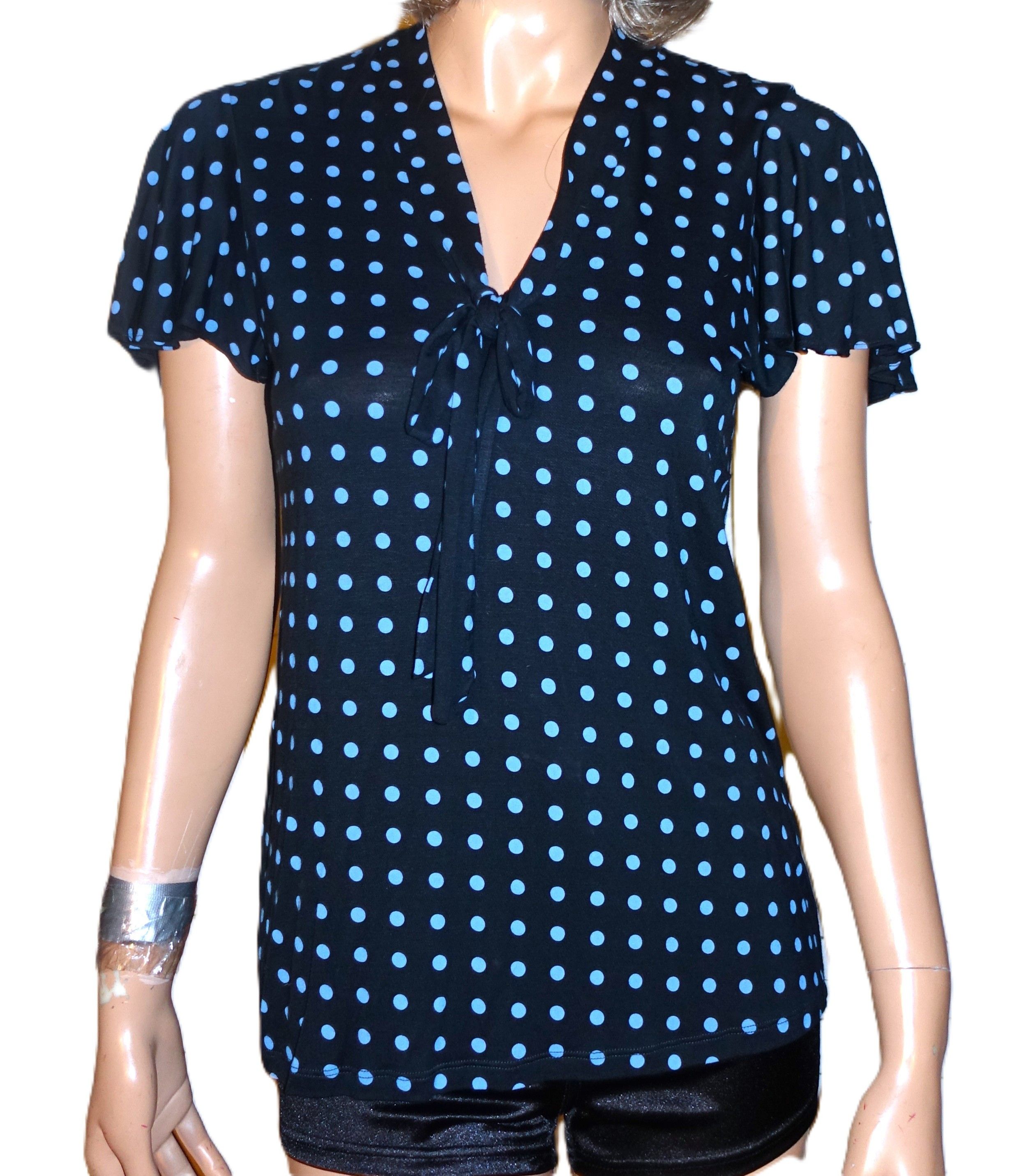 Ralph Lauren Lauren Ralph Lauren Navy Blue Polka Dot Blouse SP NWT $80 Size S / US 4 / IT 40 - 1 Thumbnail