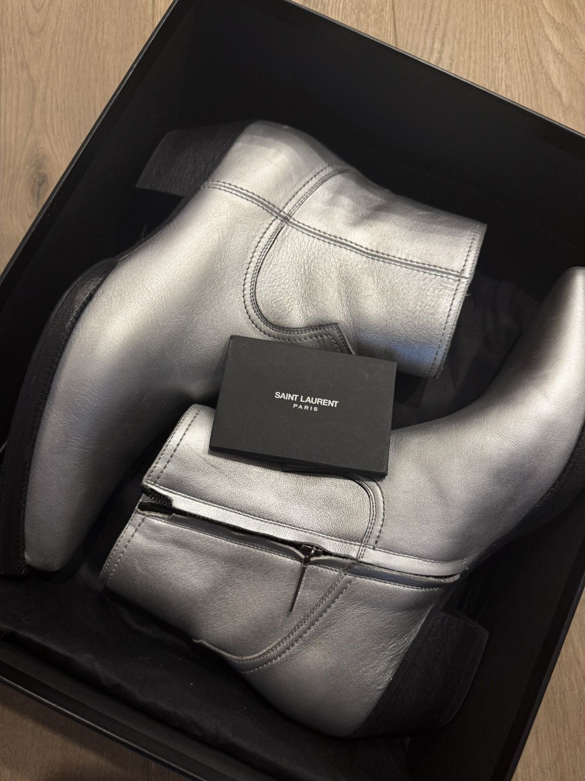 Saint Laurent Paris FW19 Saint Laurent Silver Lukas Boots Size US 10.5 / EU 43-44 - 3 Thumbnail