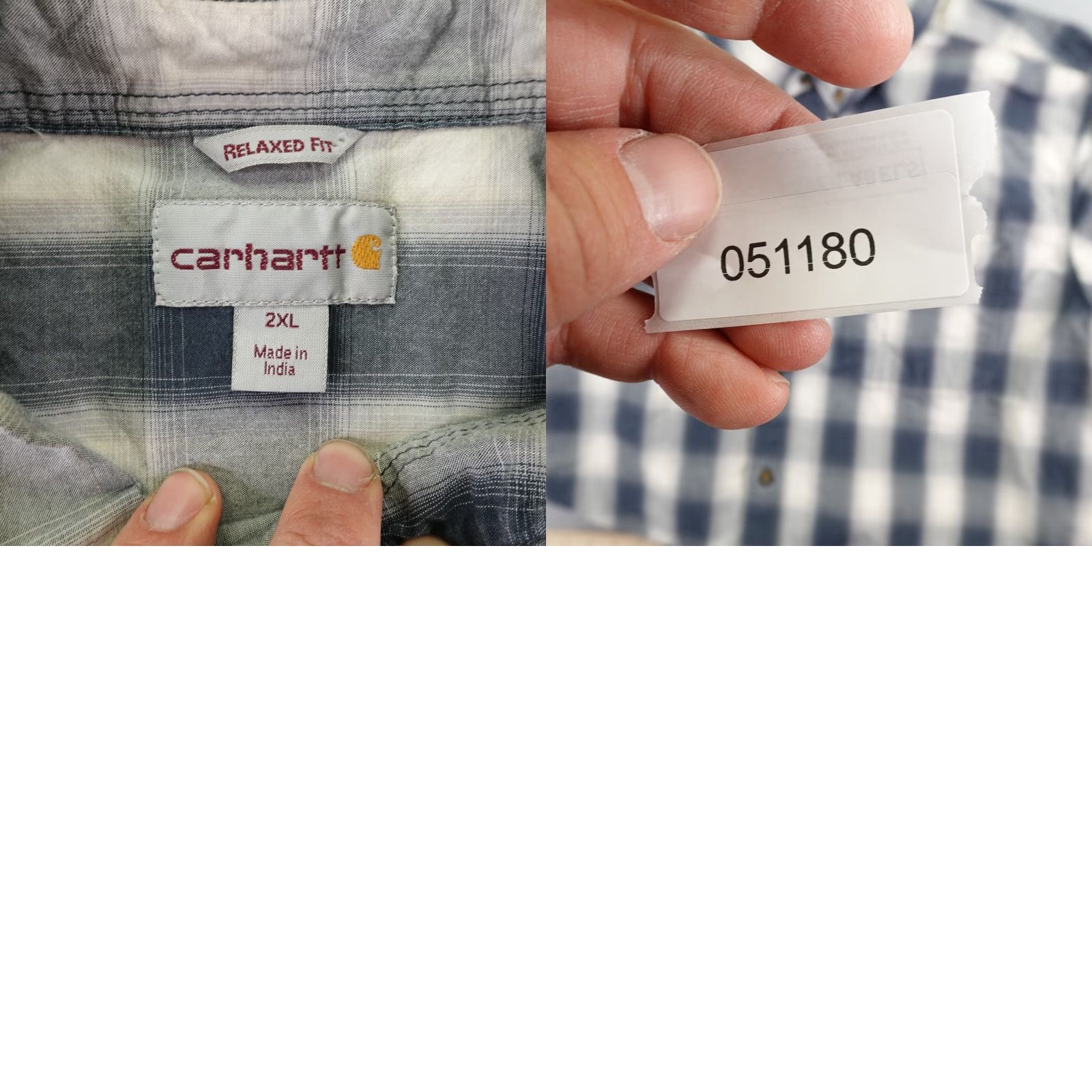 Carhartt VINTAGE Carhartt Shirt Mens 2XL Blue White Checkered Relaxed Fit Button Up Work Utility Shirt Size US XXL / EU 58 / 5 - 8 Thumbnail