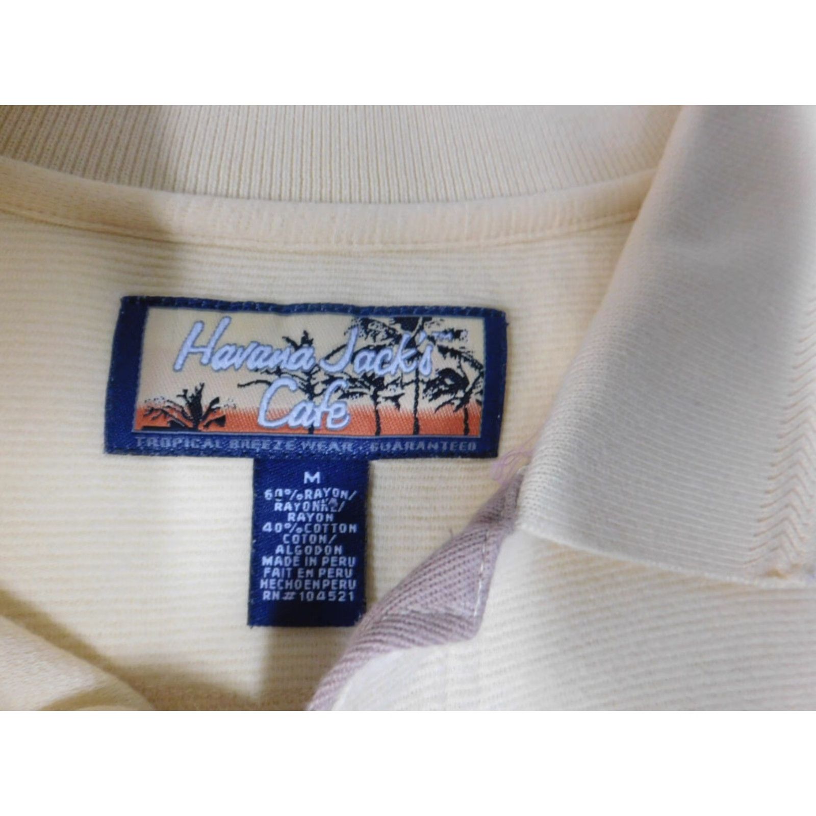 Vintage Havana Jack's Cafe Polo shirt Mens Medium Beige Striped Short Sleeve Collared Logo Cotton Polyester Blended Fabric Vintage No Model: nike Sports Logo Size US M / EU 48-50 / 2 - 7 Thumbnail