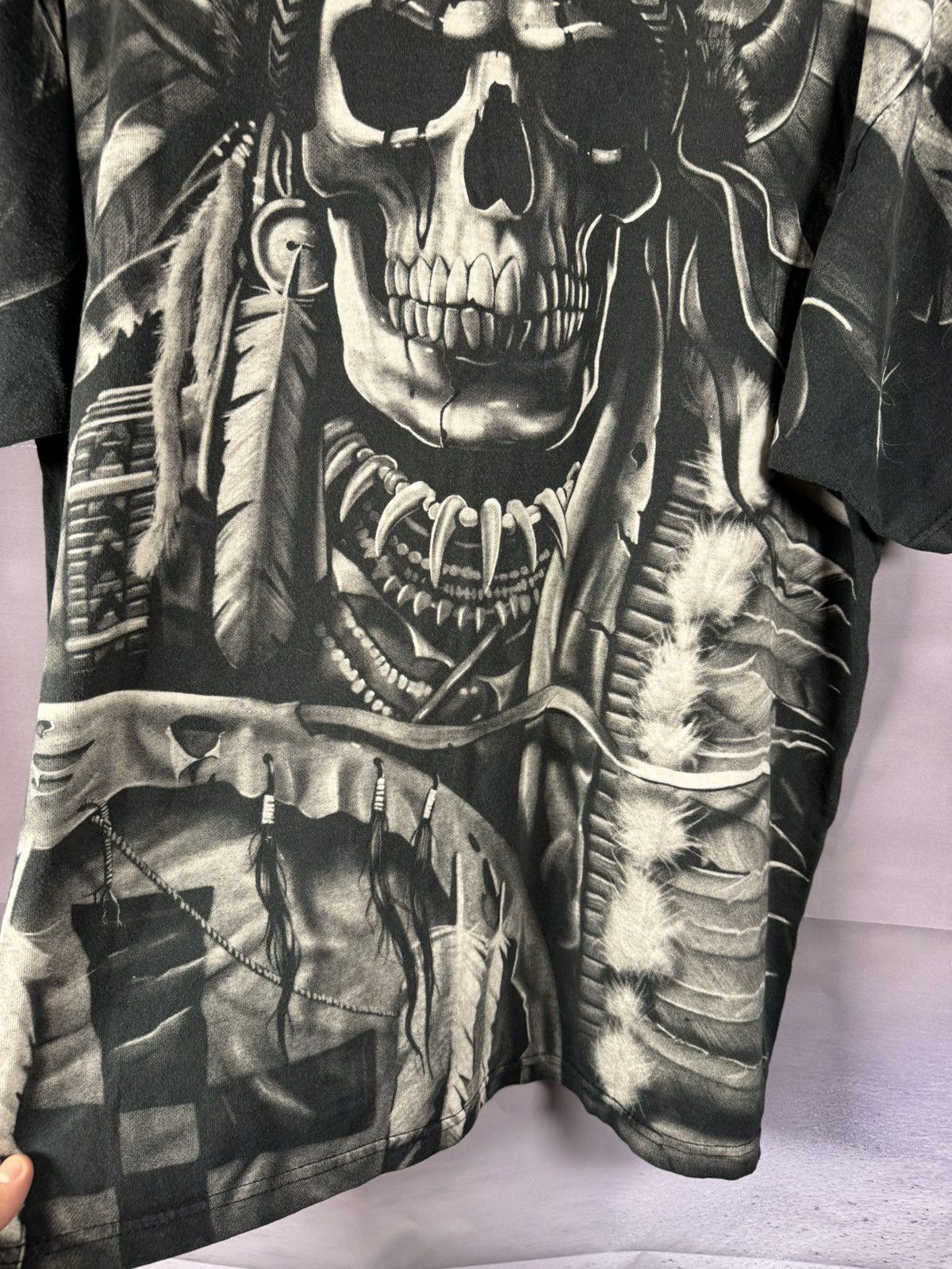 Liquid Blue × Vintage 90’s Vintage 1997 Liquid Blue Shirt XL Skeleton Indian AOP Size US L / EU 52-54 / 3 - 13 Thumbnail