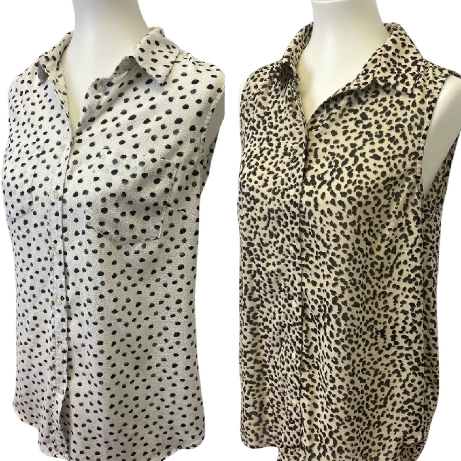 H&M 2 Merona Medium H&M Sleeveless Polka Dot Button Up Tank Tops Size M / US 6-8 / IT 42-44 - 1 Thumbnail