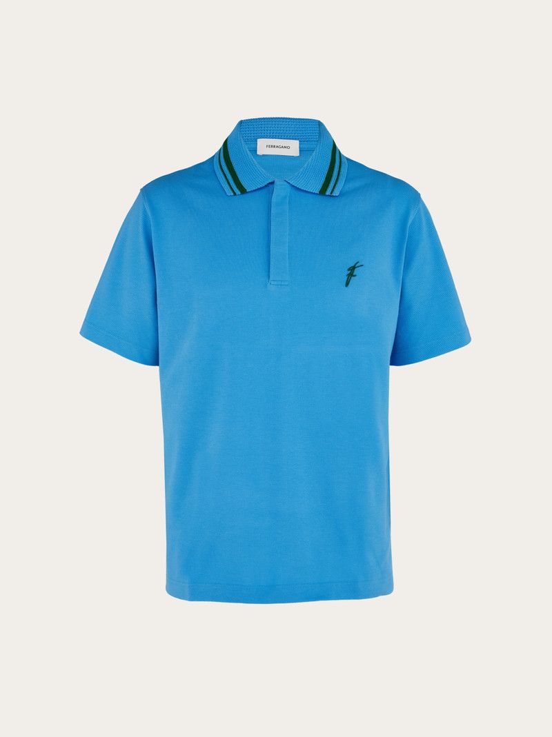 Salvatore Ferragamo o1s1rm0126 Cotton Polo Shirt in Blue Size US L / EU 52-54 / 3 - 1 Thumbnail