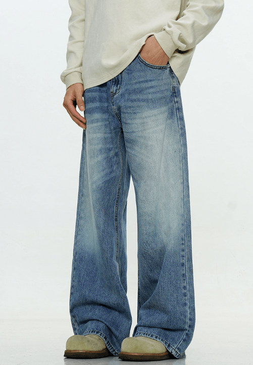 Japanese Brand × Vintage Washed blue simple men's loose straight high street jeans Size US 32 / EU 48 - 4 Thumbnail